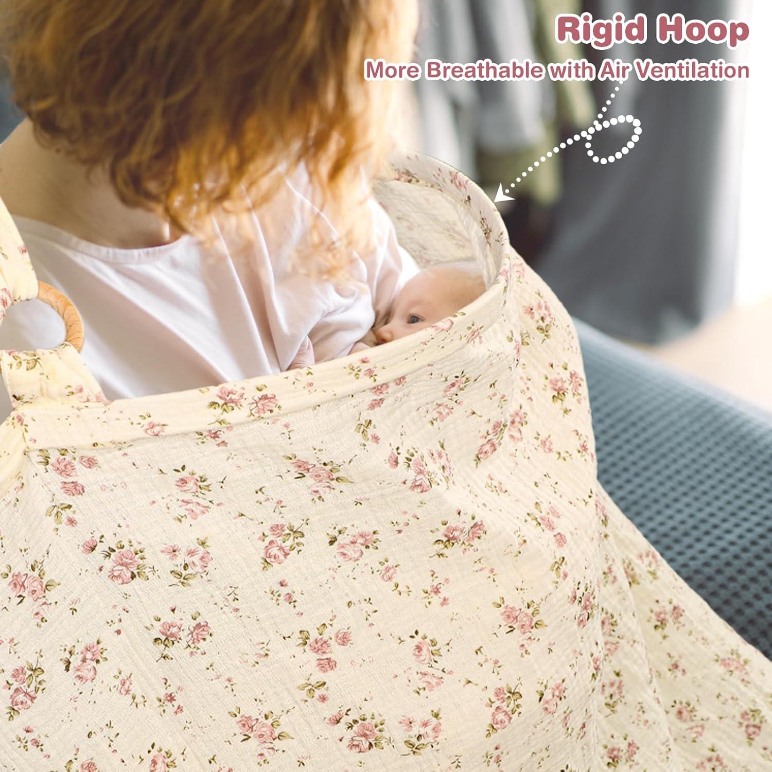 Cubierta de Lactancia Muslin ManFaiSky Floral - Ligera y Ajustable