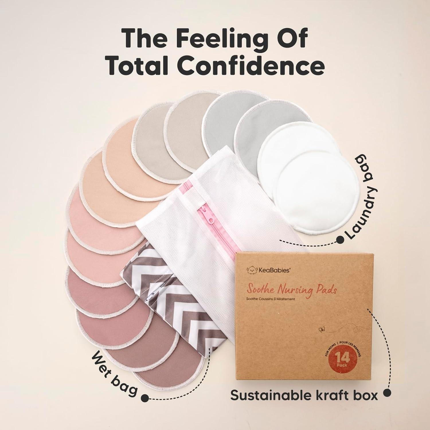 Almohadillas de Lactancia Reutilizables KeaBabies 14 Piezas 9.9 cm