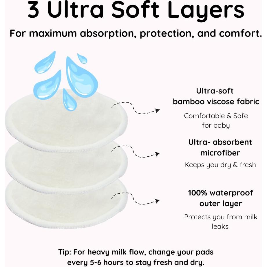 Almohadillas de Lactancia BabyBliss - 14 Reutilizables 9.9 cm