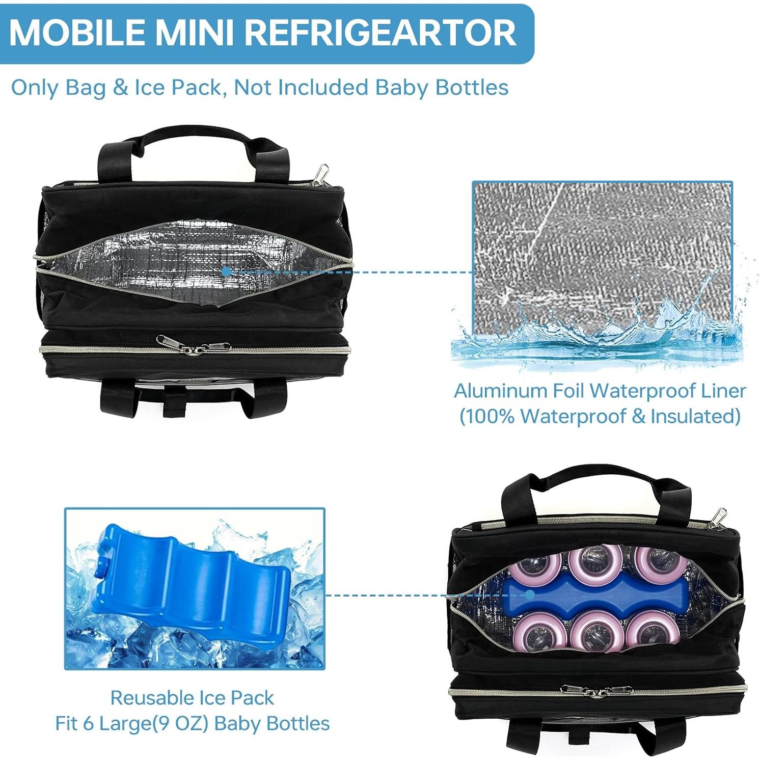 Bolsa de Enfriamiento de Leche Materna GEMIU Negra 6 Botellas