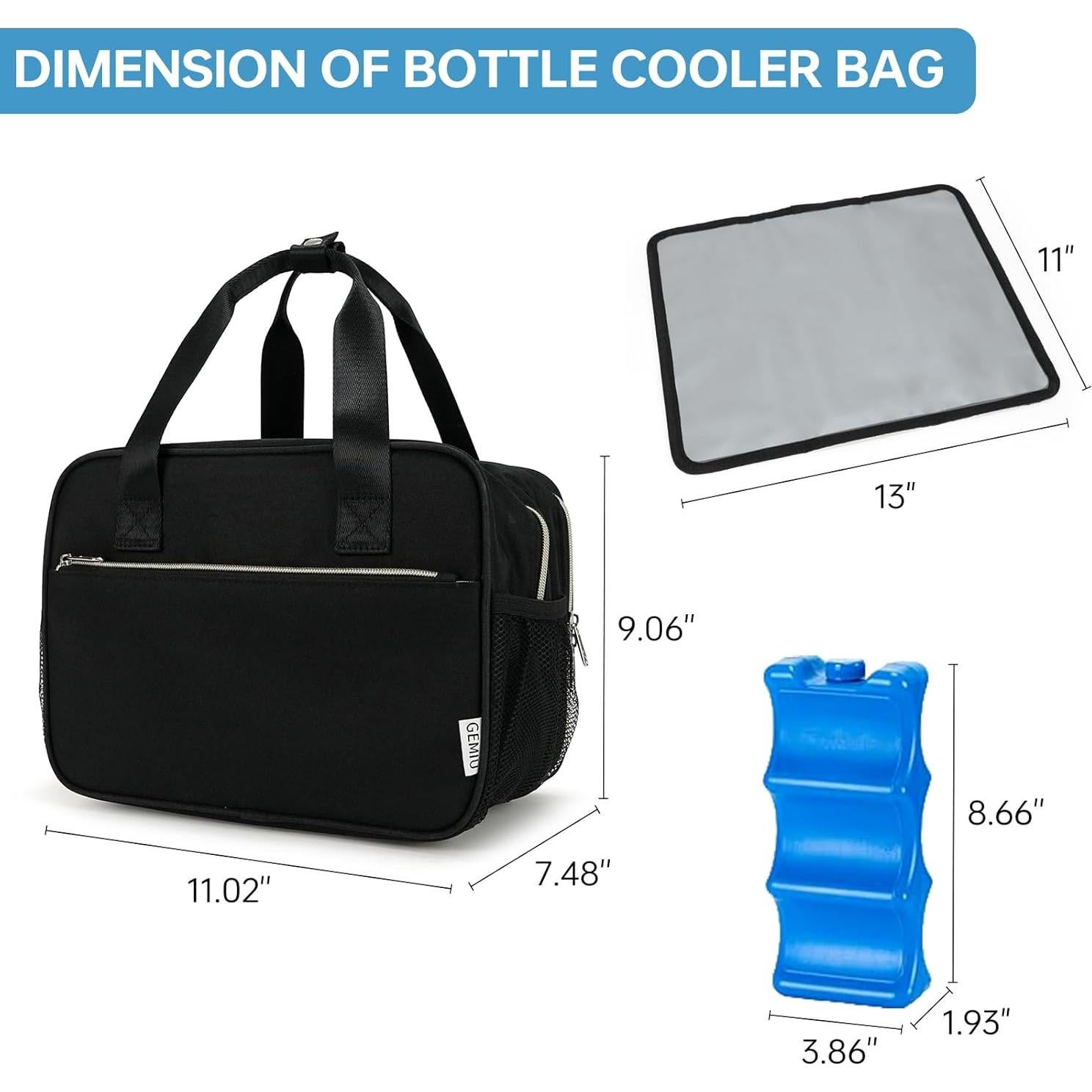 Bolsa de Enfriamiento de Leche Materna GEMIU Negra 6 Botellas