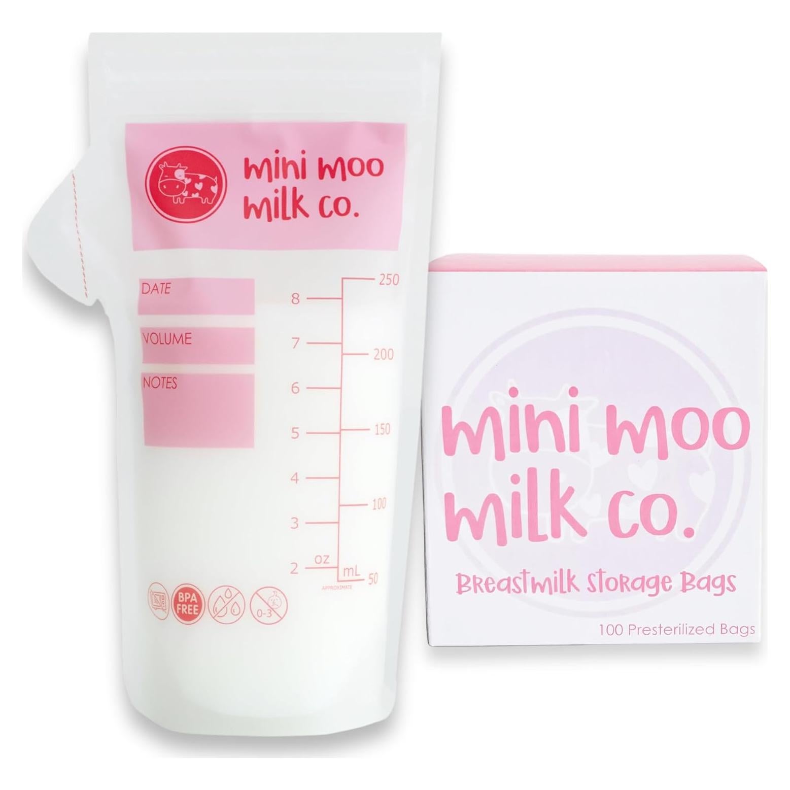 Bolsas de Almacenamiento de Leche Materna Mini Moo 100 Unidades 236.6 ml