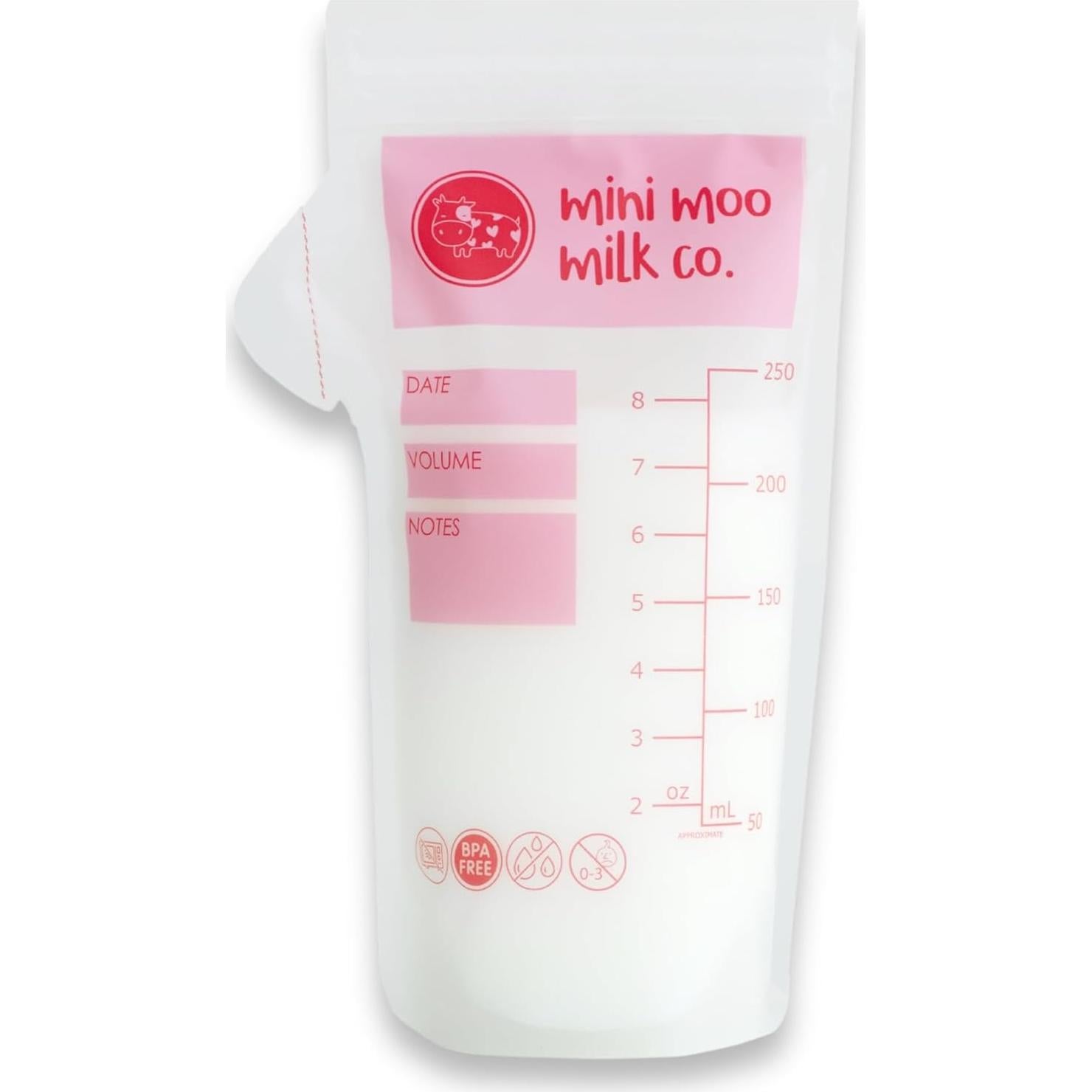 Bolsas de Almacenamiento de Leche Materna Mini Moo 100 Unidades 236.6 ml