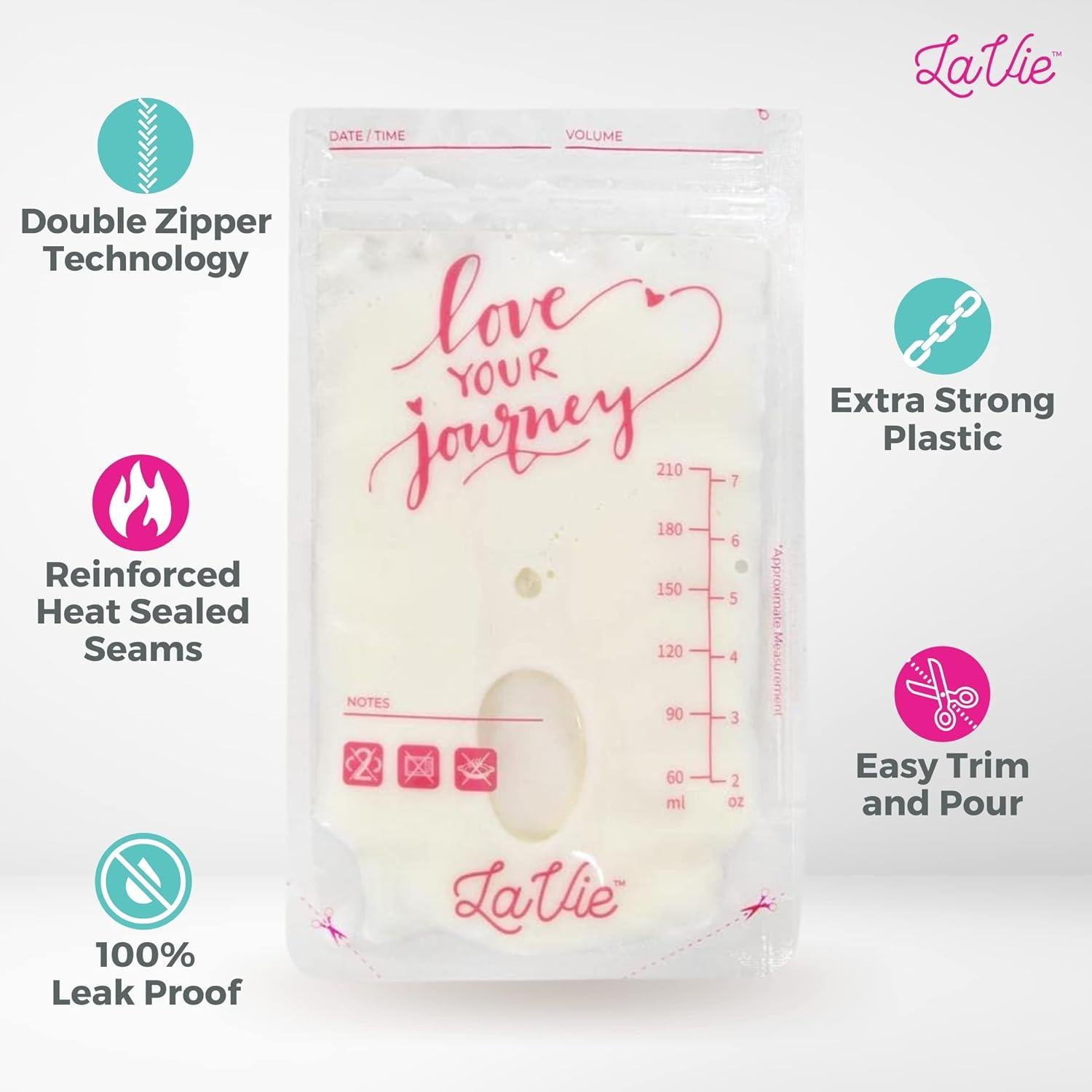 Bolsas de Almacenamiento de Leche Materna LaVie 50 Unidades 198 ml