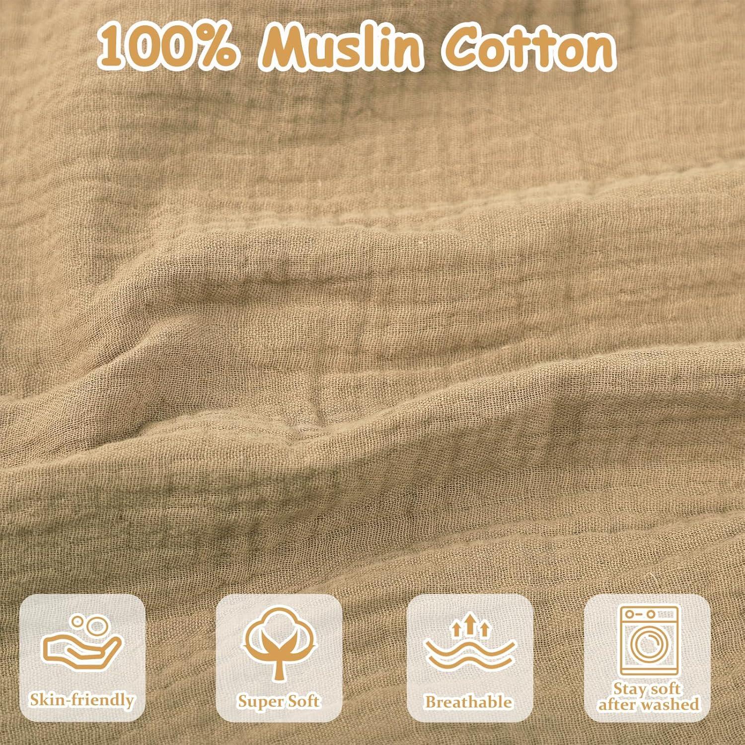 Funda de Almohada de Lactancia Hooyax 100% Algodón Muslin Marrón