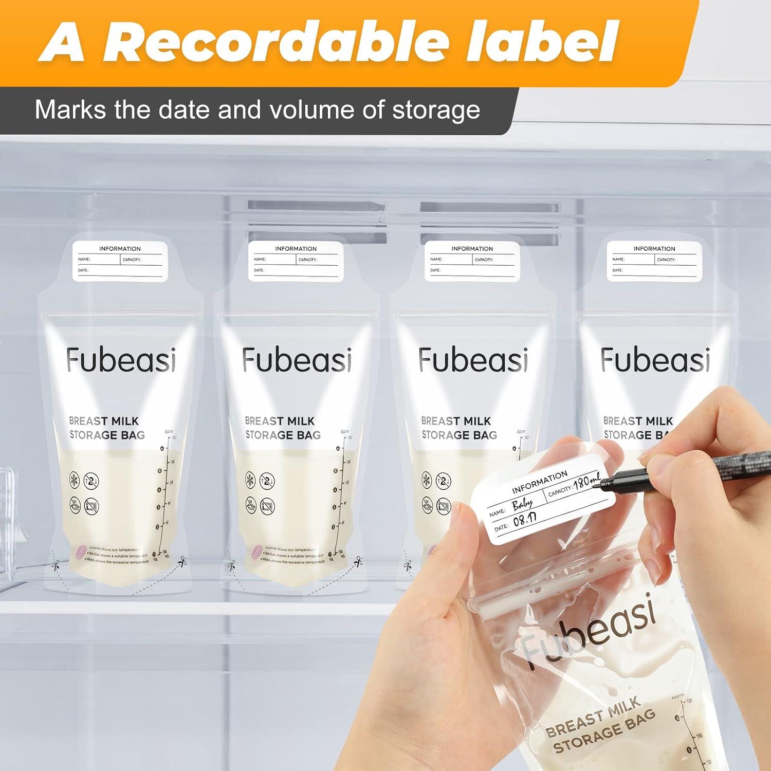 Bolsas de Almacenamiento de Leche Materna Fubeasi 180ml - 60 Unidades