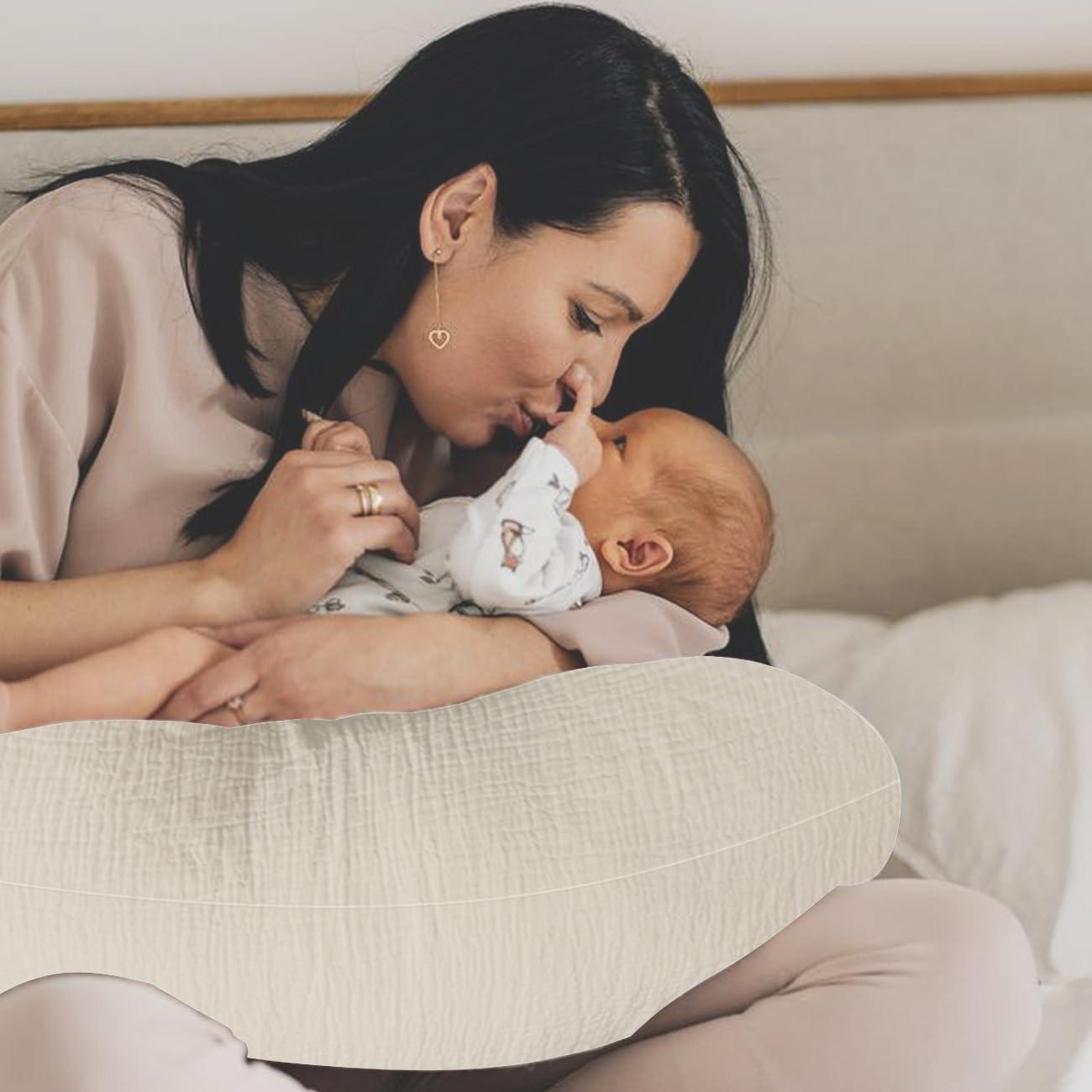 Funda de Almohada de Lactancia Lethooly Algodón Muselina 57x46cm