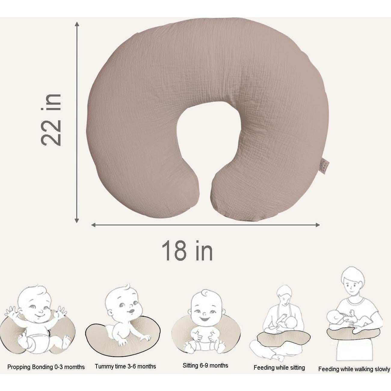 Funda de Almohada de Lactancia Lethooly Algodón Muselina 57x46cm