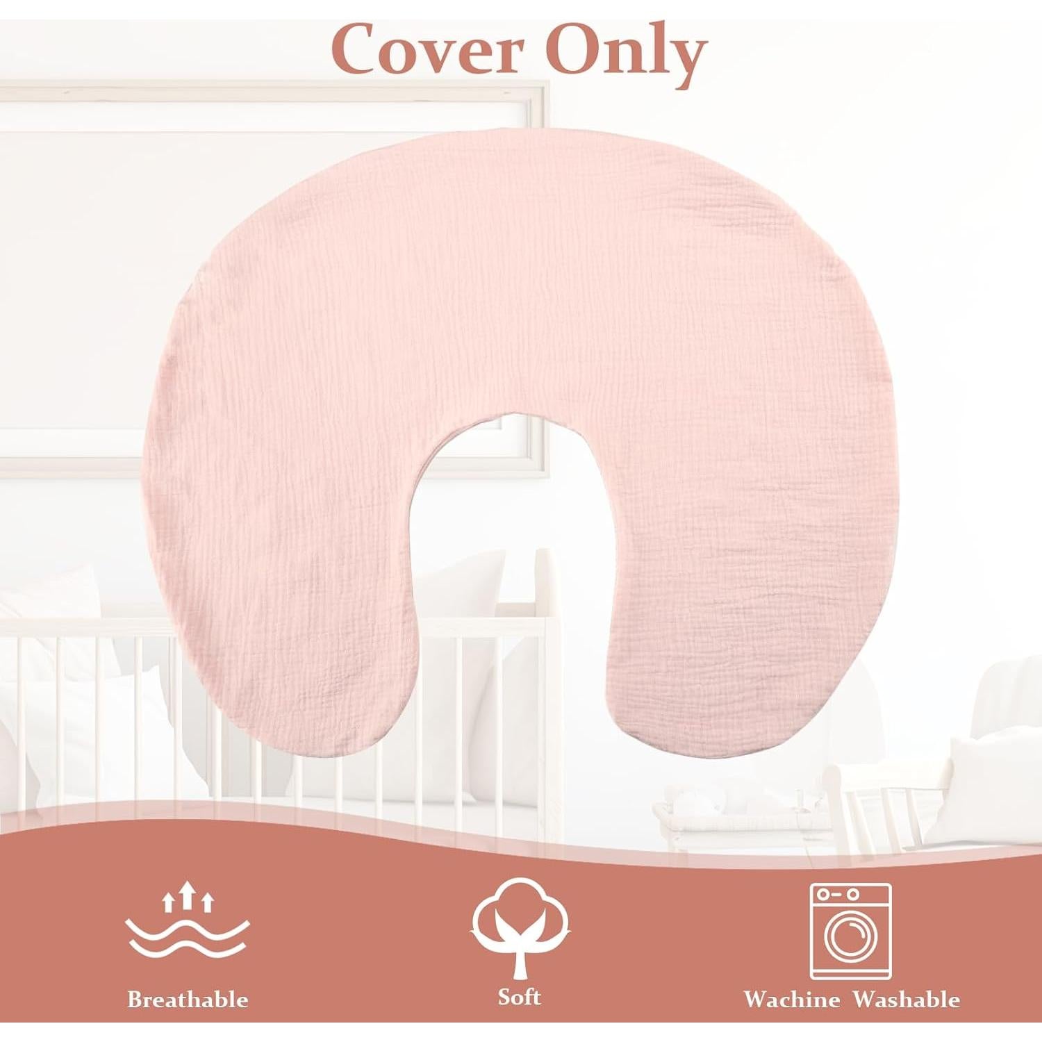 Funda de Almohada de Lactancia Jundetye Rosa Muselina 53x68 cm