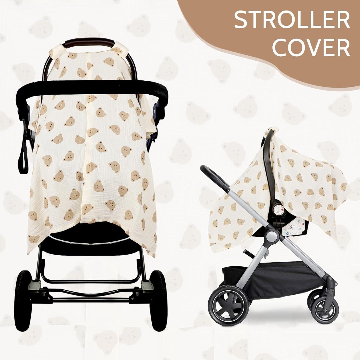 Funda de Asiento de Coche Bebé Muselina Oso 88.9x114.3 cm