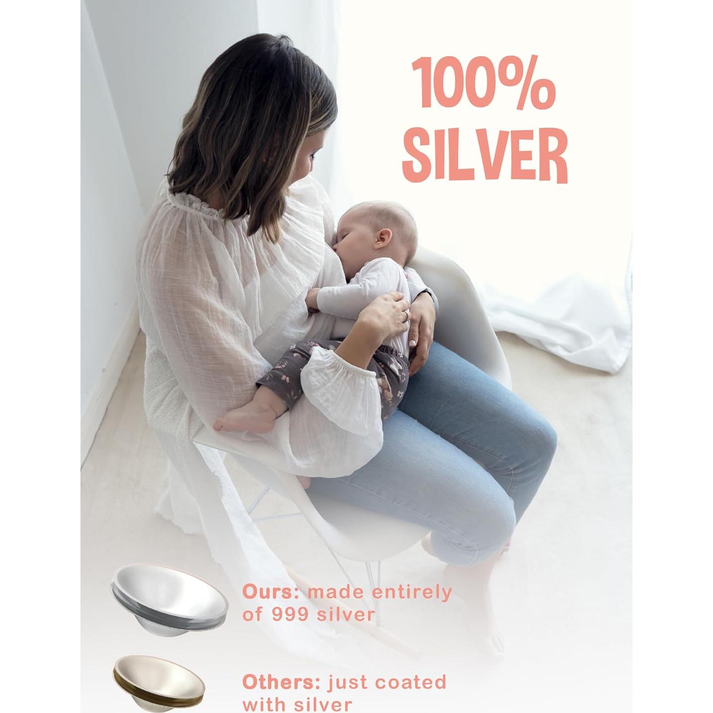 Copas de Lactancia de Plata Pura 999 - Escudos de Pezón Reutilizables