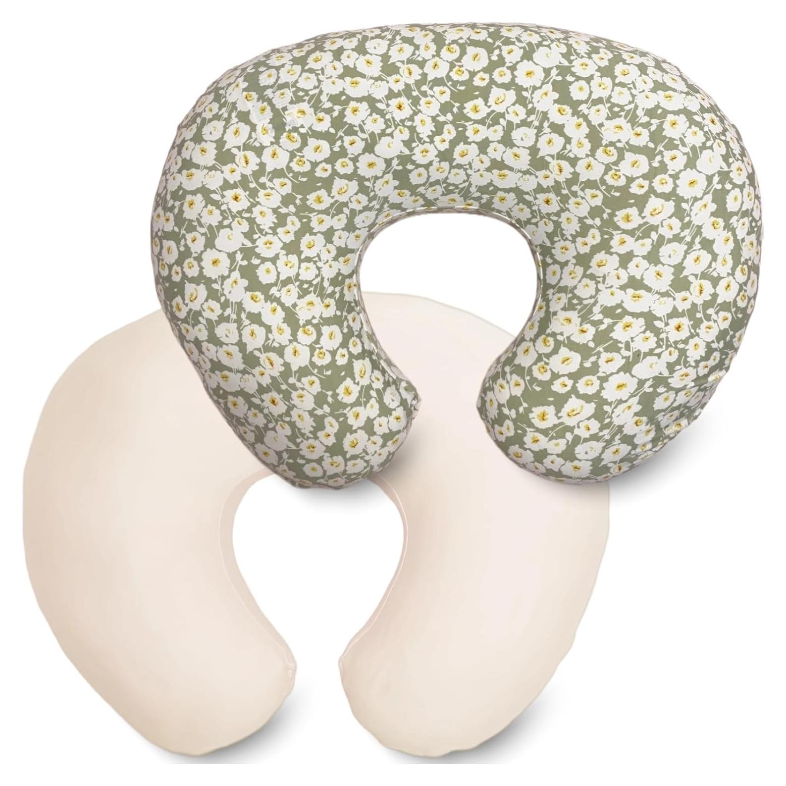2 Fundas de Almohada de Lactancia Boppy Ultra Suaves Beige Floral