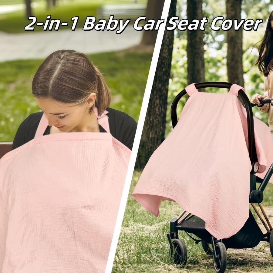 Cubierta de Asiento de Auto Muselina Rosa Bebés 119x91 cm