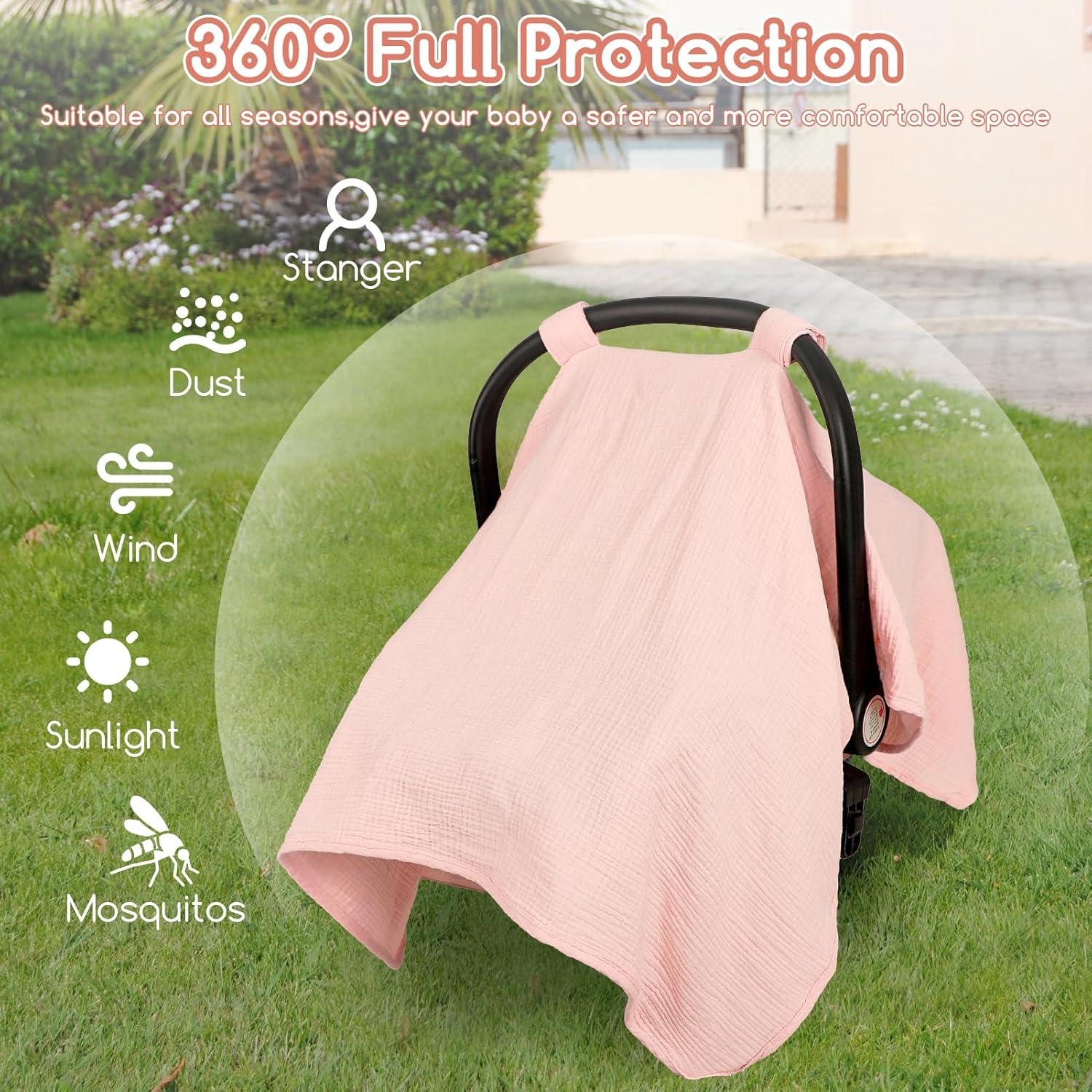 Cubierta de Asiento de Auto Muselina Rosa Bebés 119x91 cm