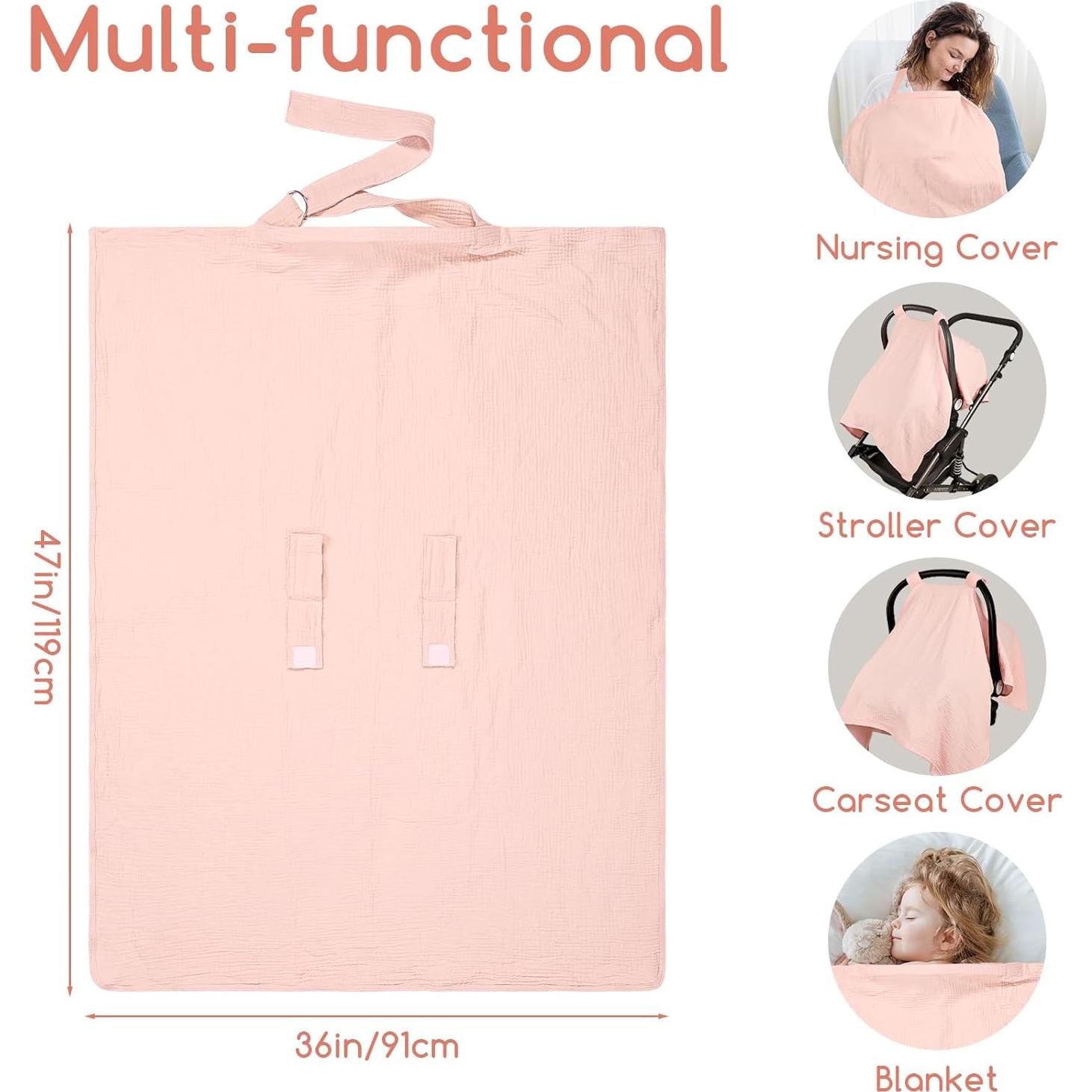 Cubierta de Asiento de Auto Muselina Rosa Bebés 119x91 cm