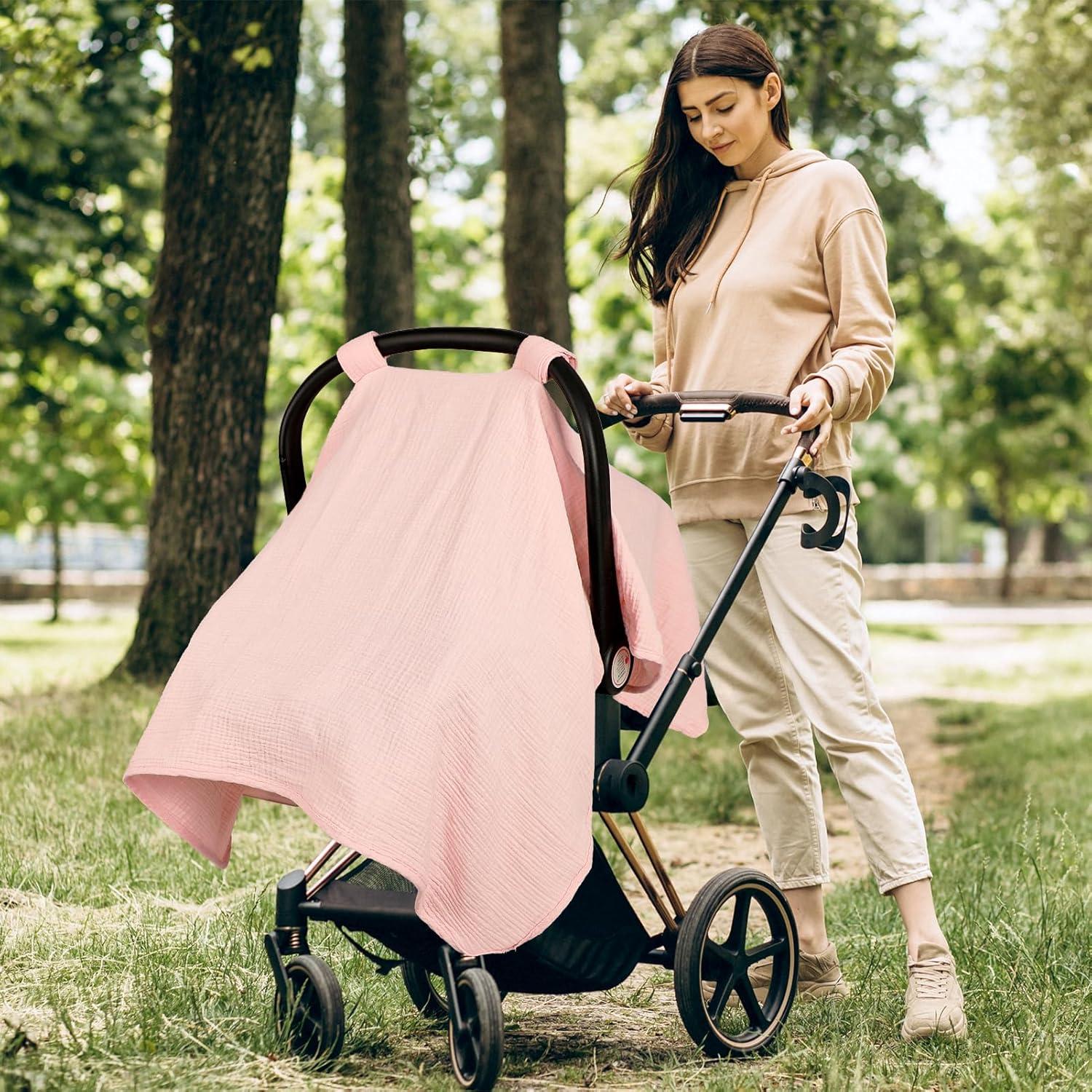 Cubierta de Asiento de Auto Muselina Rosa Bebés 119x91 cm