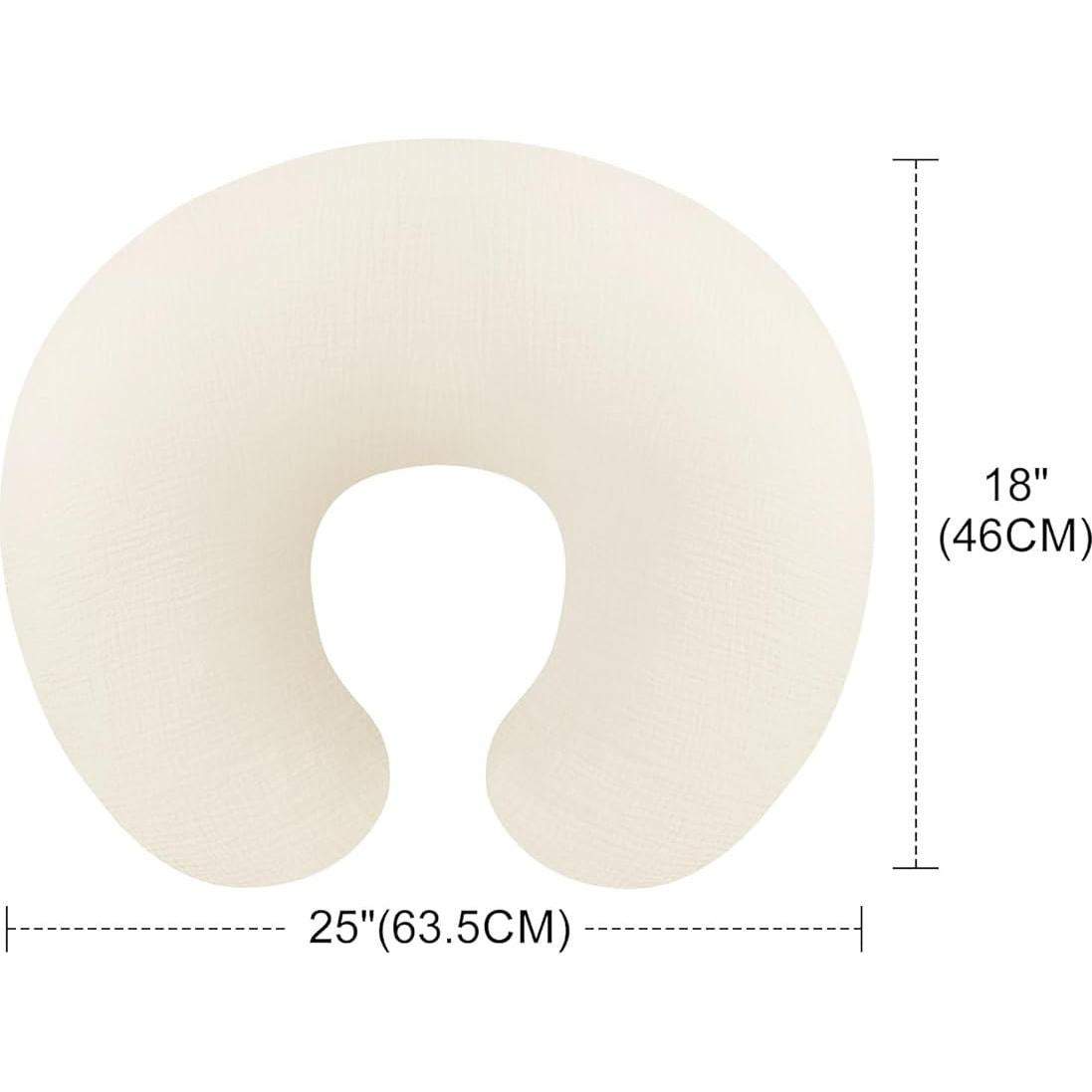 Funda de Almohada de Lactancia Wimist Algodón Muselina Crema 63.5x45.7cm