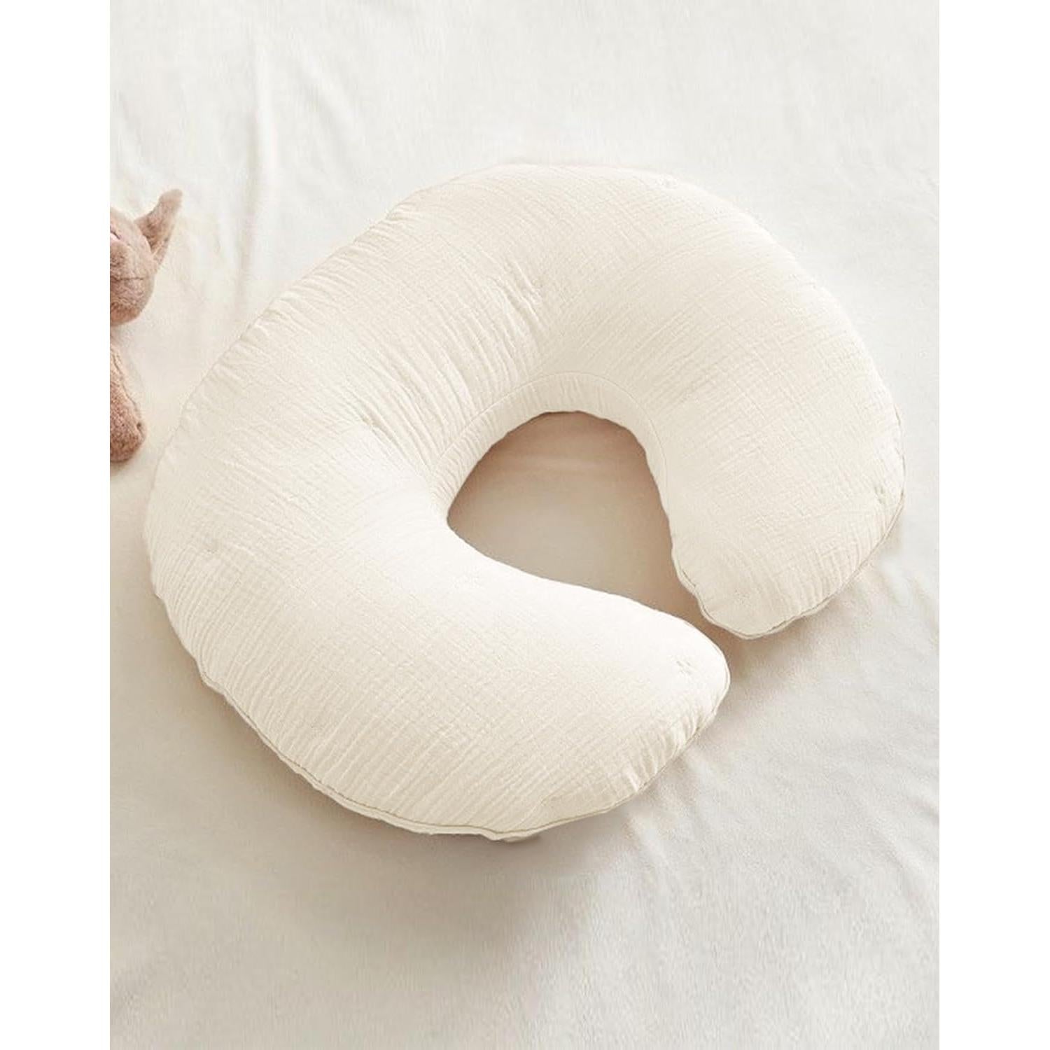 Funda de Almohada de Lactancia Wimist Algodón Muselina Crema 63.5x45.7cm