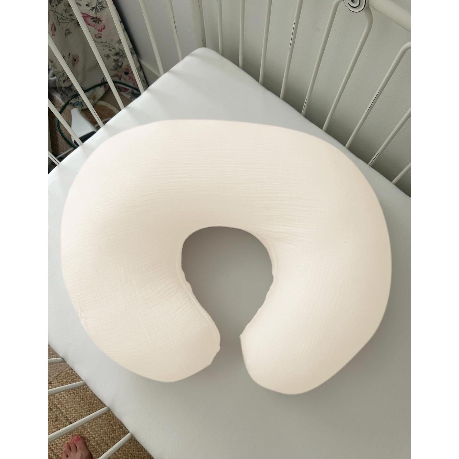 Funda de Almohada de Lactancia Wimist Algodón Muselina Crema 63.5x45.7cm