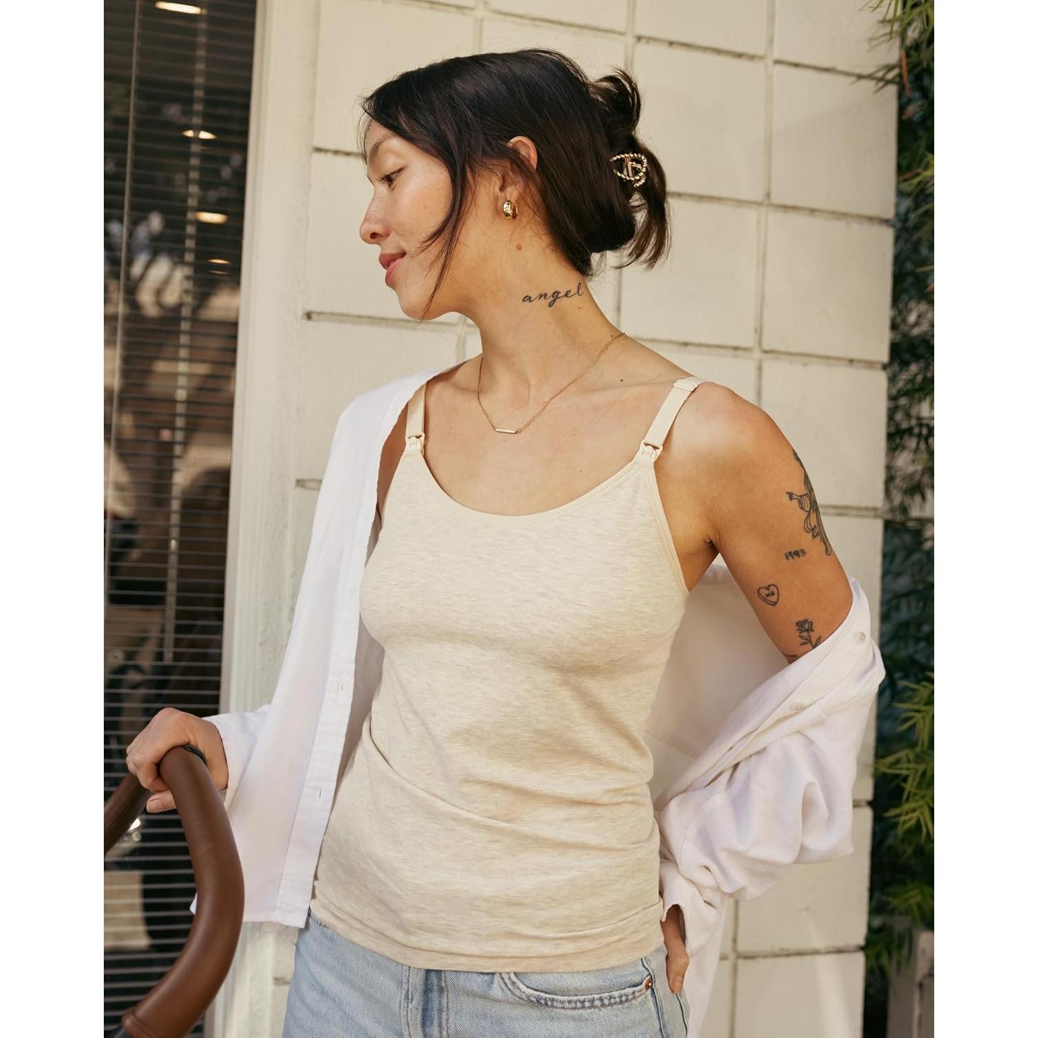 Kindred Bravely Sublime Pumping & Nursing Cami, Hands Free, Nursing Tank Tops Adjustable Pumping Bra with Easy Clip