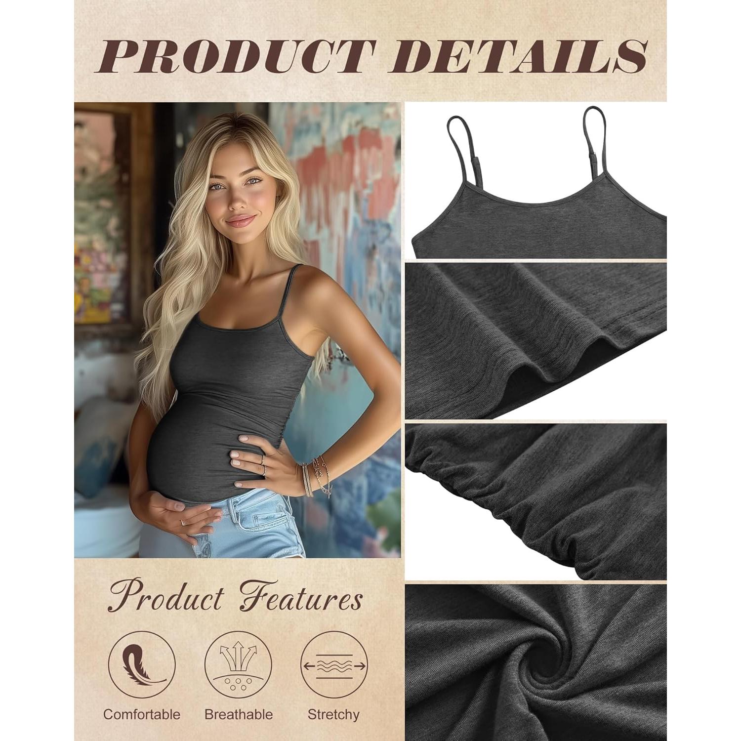 Camisetas de Maternidad Ficerd 3 Pack Algodón Ajustables