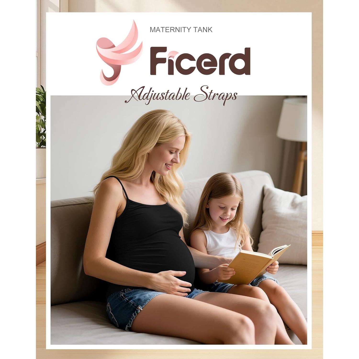 Camisetas de Maternidad Ficerd 3 Pack Algodón Ajustables