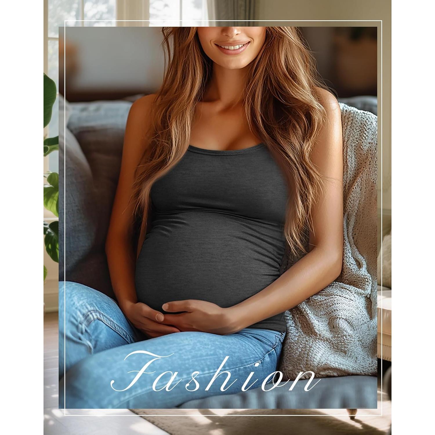 Camisetas de Maternidad Ficerd 3 Pack Algodón Ajustables