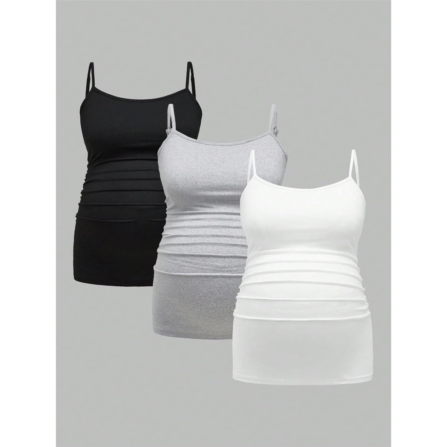 Top de Maternidad Sin Mangas 3 Piezas Mujer - Negro, Gris, Blanco