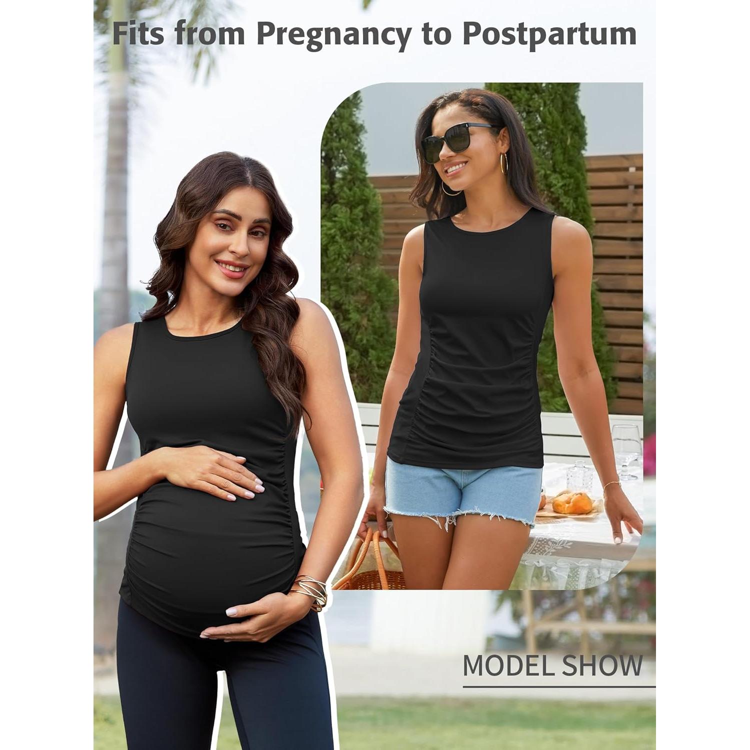 Camiseta de Maternidad ATTRACO X-Large Negra con Sujetador Incorporado