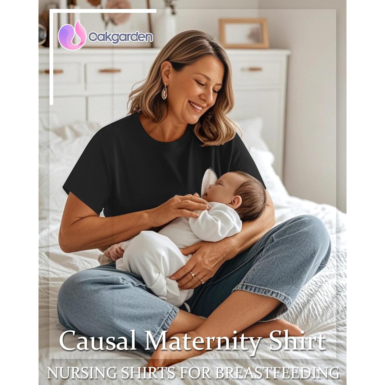 Paquete de 4 Camisetas de Lactancia Algodón Mujeres Ajuste Suelto