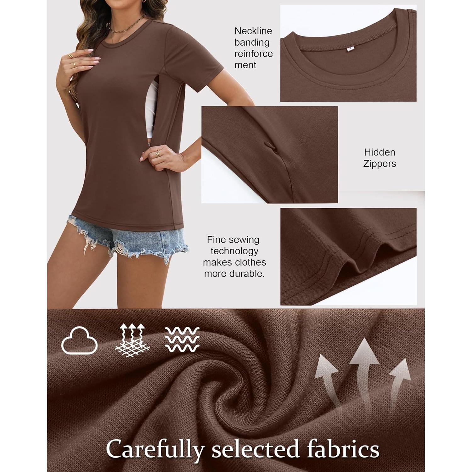 Paquete de 4 Camisetas de Lactancia Algodón Mujeres Ajuste Suelto