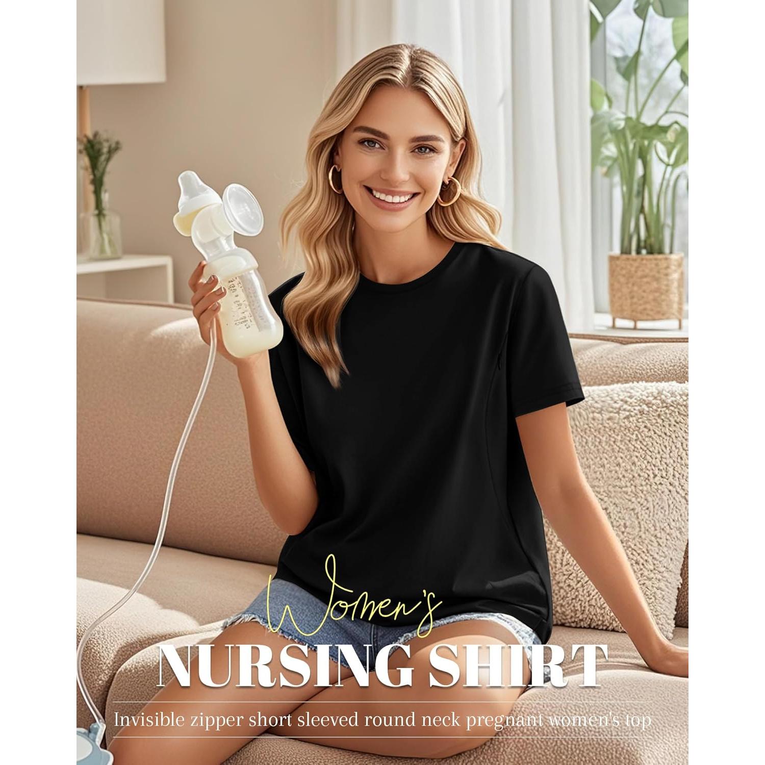 Paquete de 3 Camisetas de Maternidad Algodón Lactancia Grande