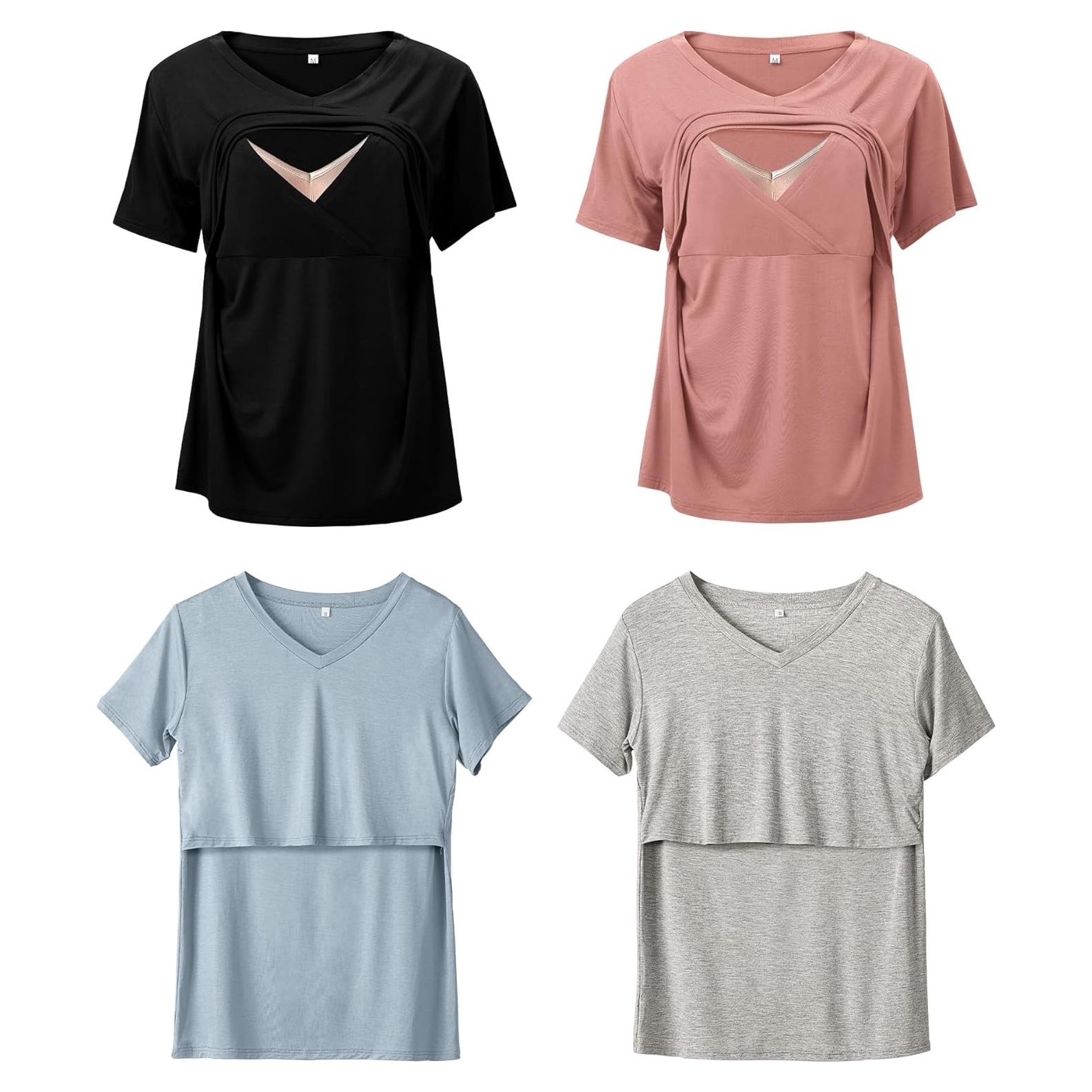 Tops de Lactancia Rnxrbb Pack de 4 Camisetas Manga Corta