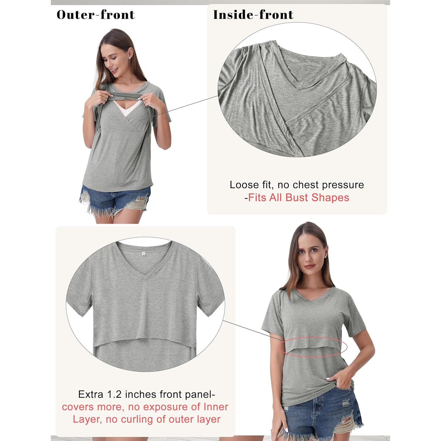 Tops de Lactancia Rnxrbb Pack de 4 Camisetas Manga Corta