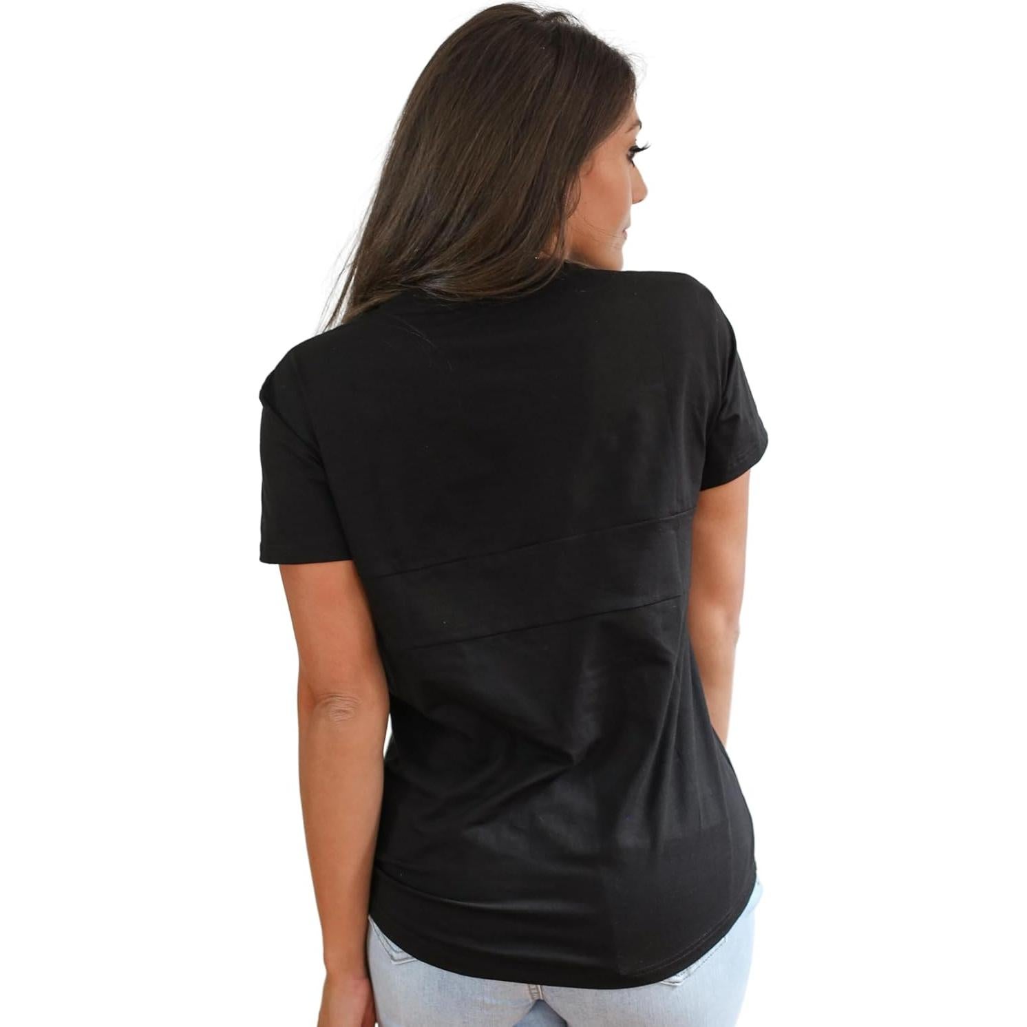 Camiseta de Lactancia Movemama con Cremallera Invisible - Negro - Mediano
