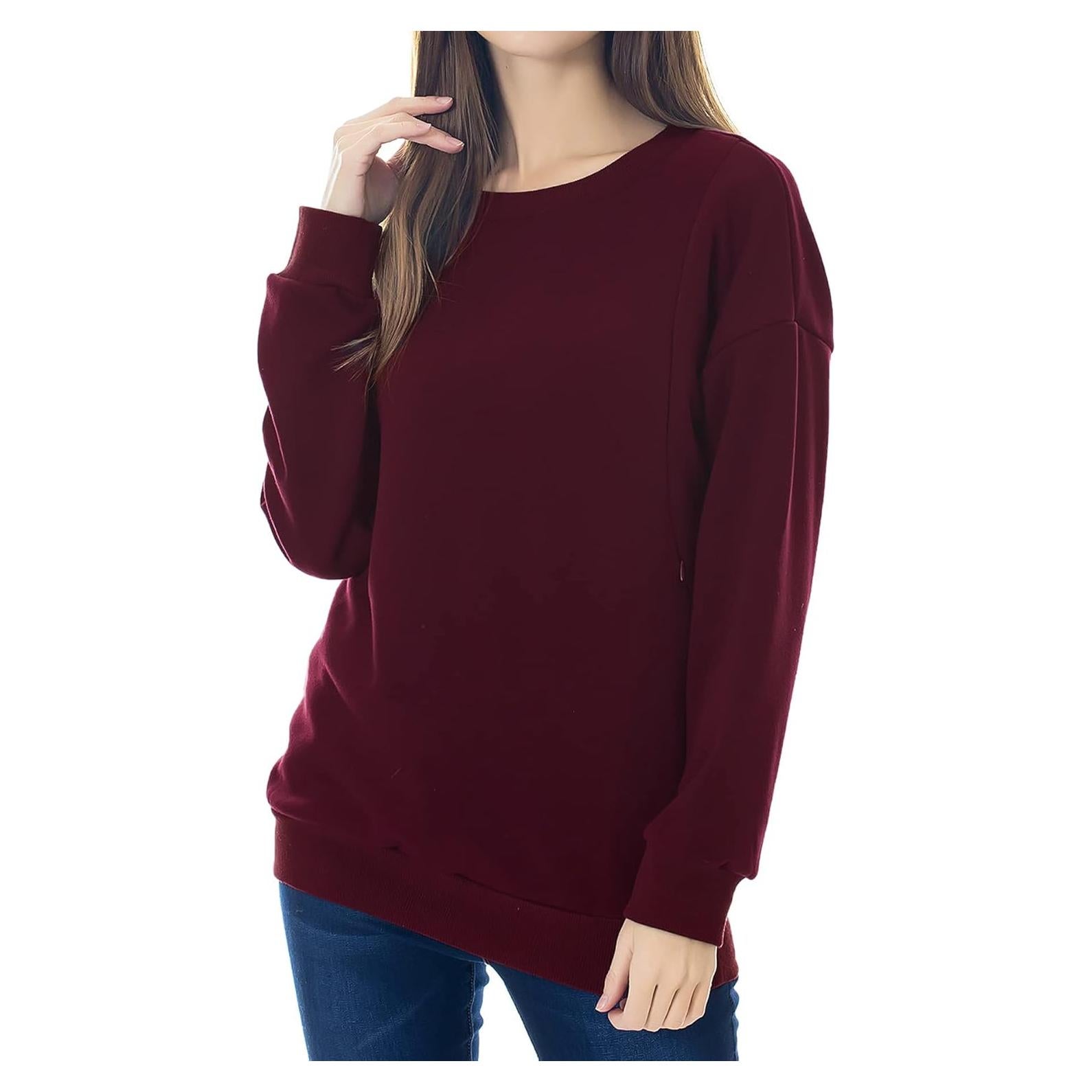 Sudadera de Maternidad Smallshow Manga Larga Burdeos Talla G