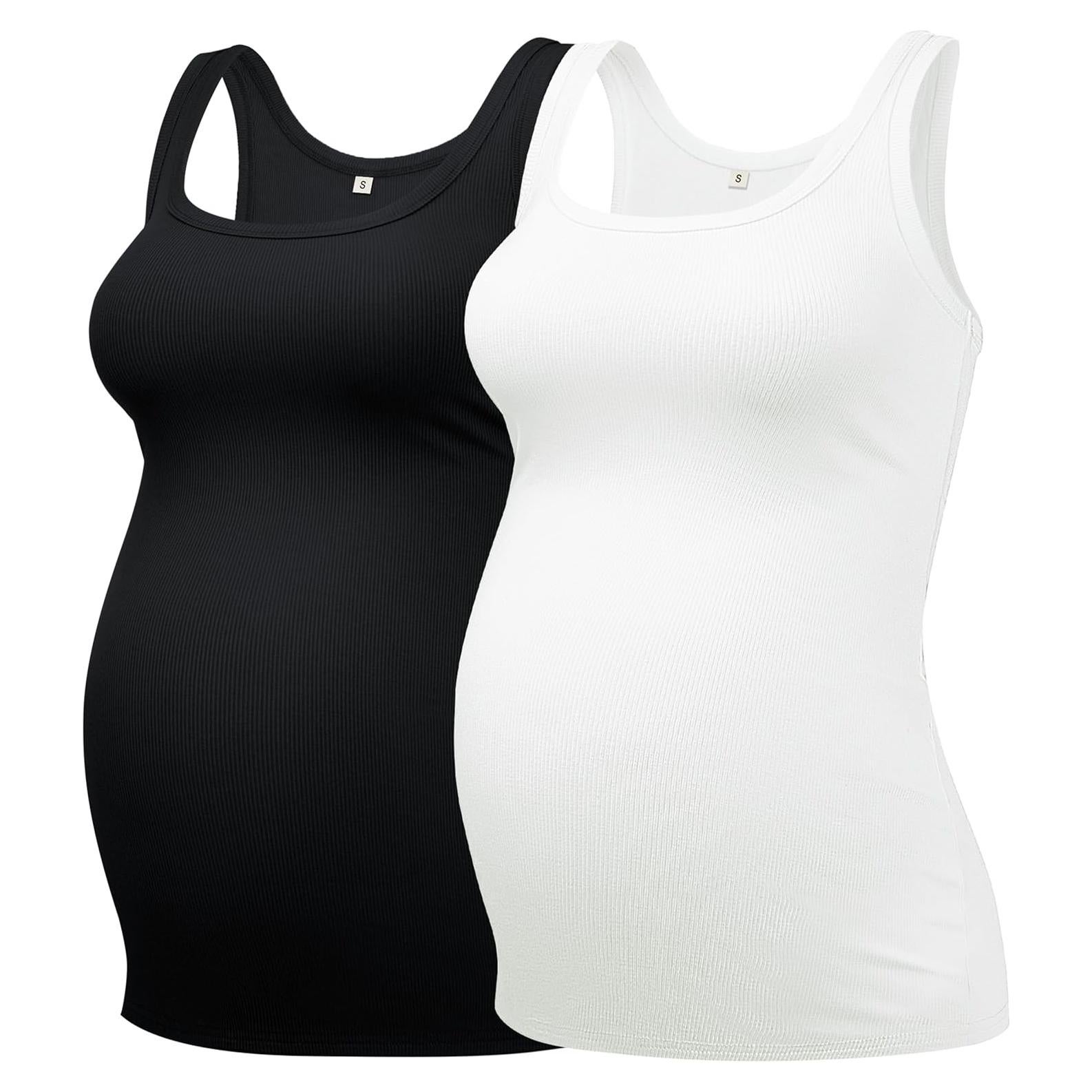 Camiseta de Maternidad PACBREEZE Sin Mangas Cuello U S-XL