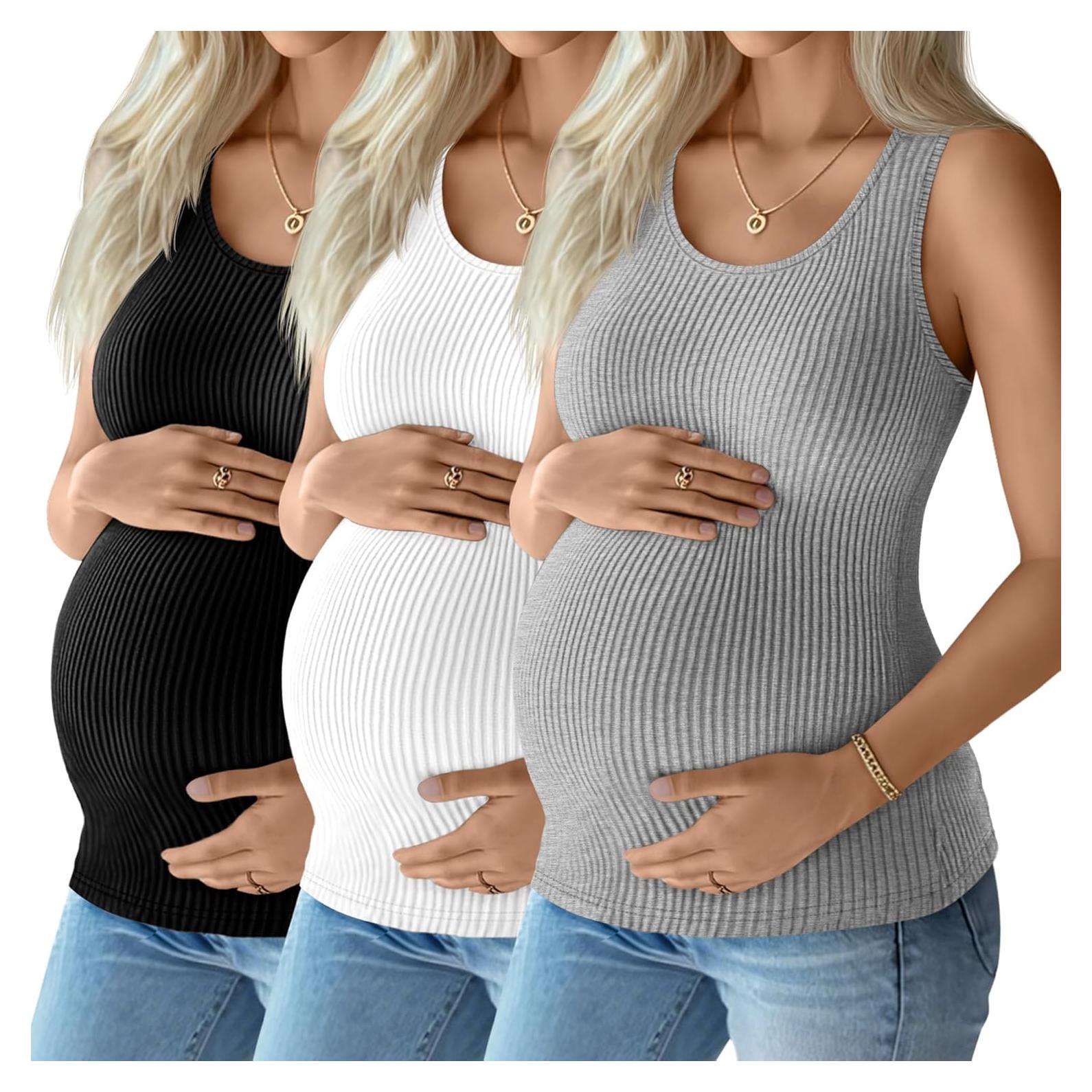 Paquete de 3 Camisetas de Maternidad Sin Mangas Algodón