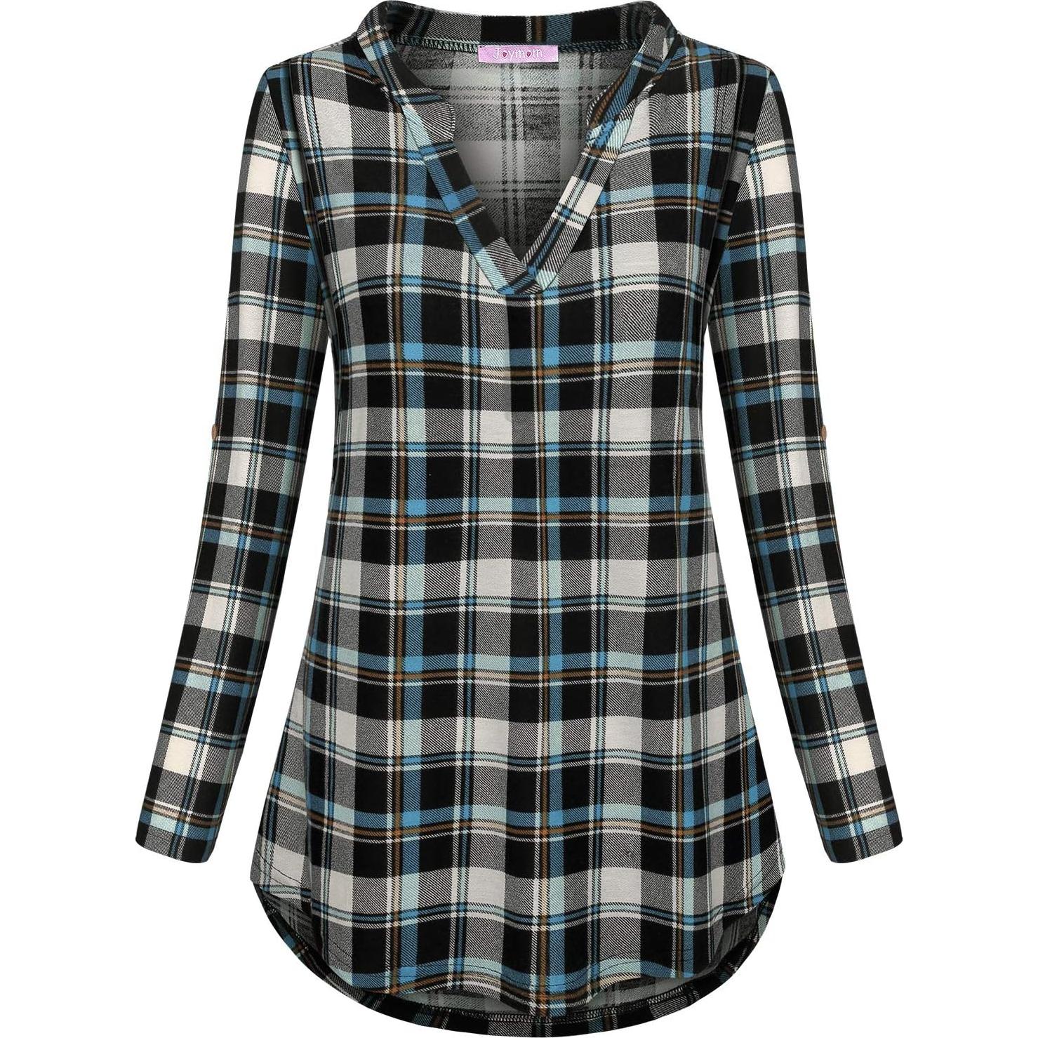 Blusa de Lactancia Joymom Manga Larga Cuello en V Azul Negra