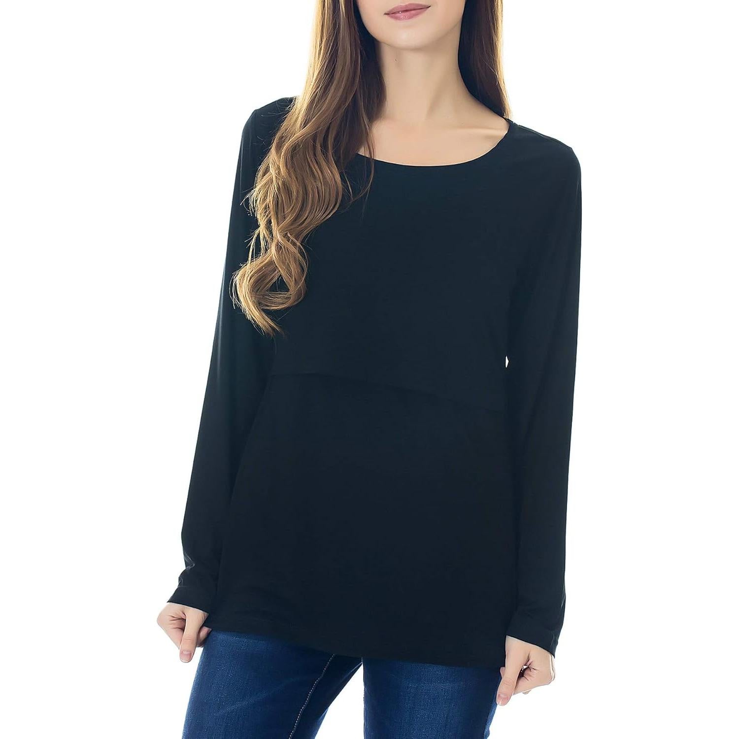 Camisetas de Lactancia Smallshow Manga Larga para Mujeres