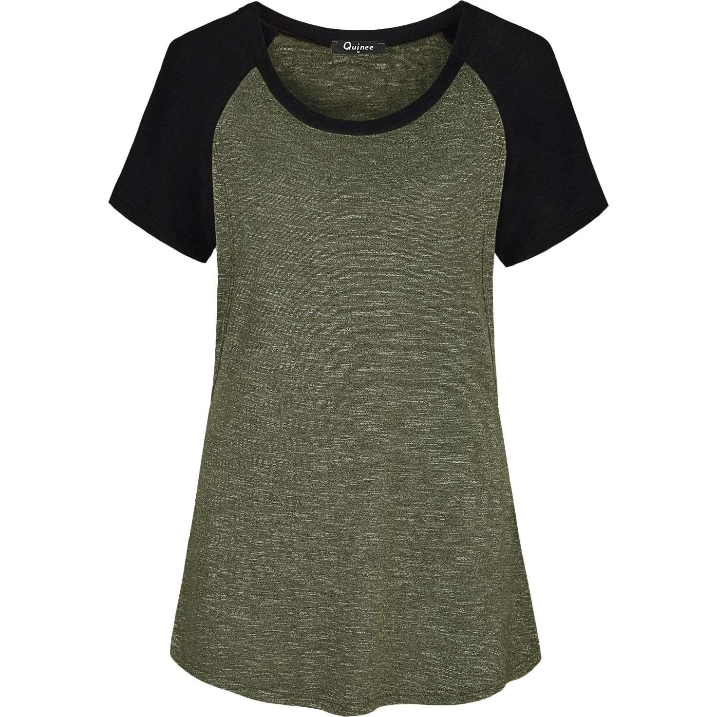 Camiseta de Maternidad Quinee Raglan para Lactancia Verde 2 XXL