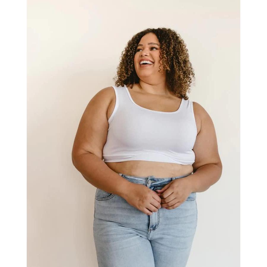 Camiseta sin mangas Halftee para mujeres y adolescentes 1X Blanca