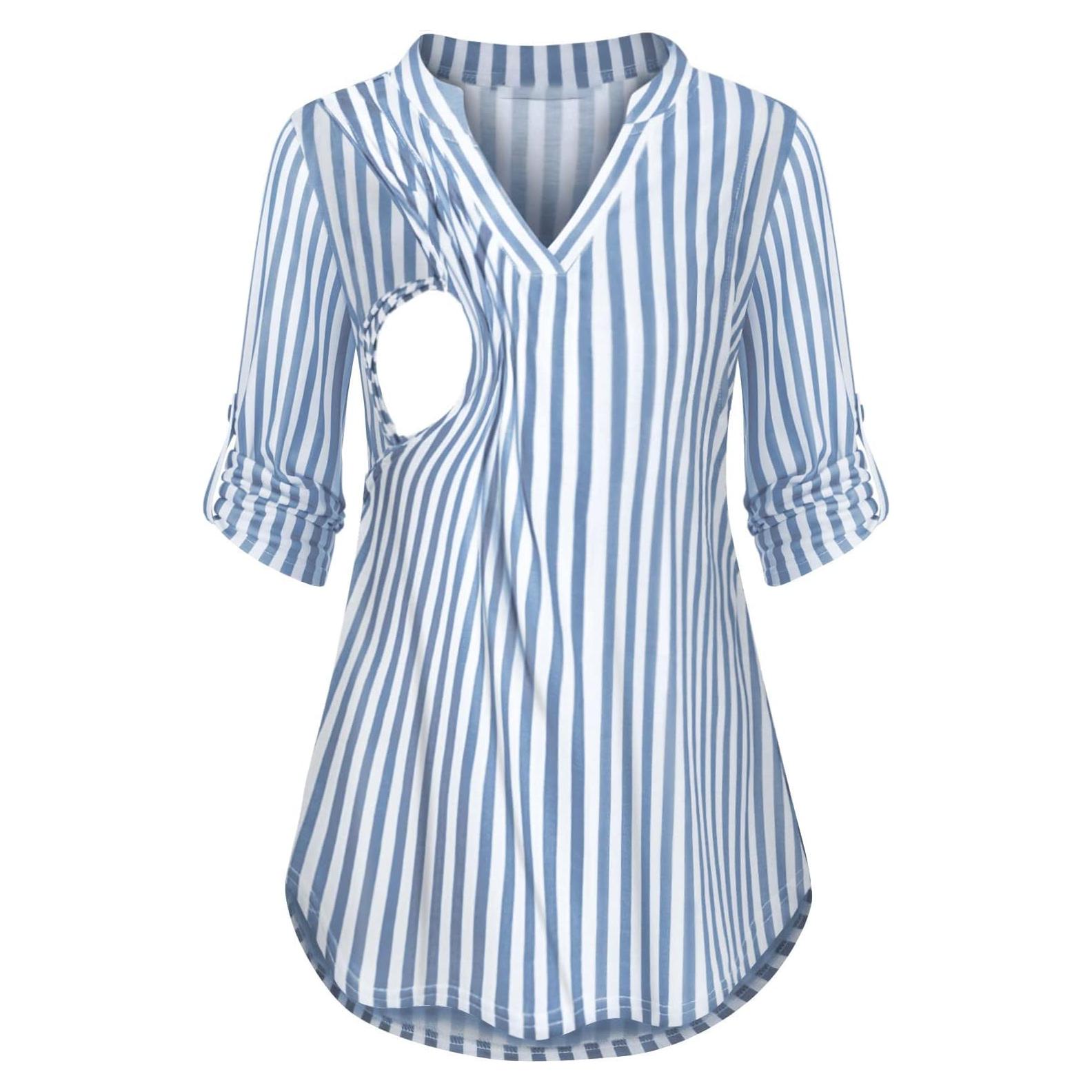 Camiseta de Lactancia Manga Larga Mujer H9916 Azul