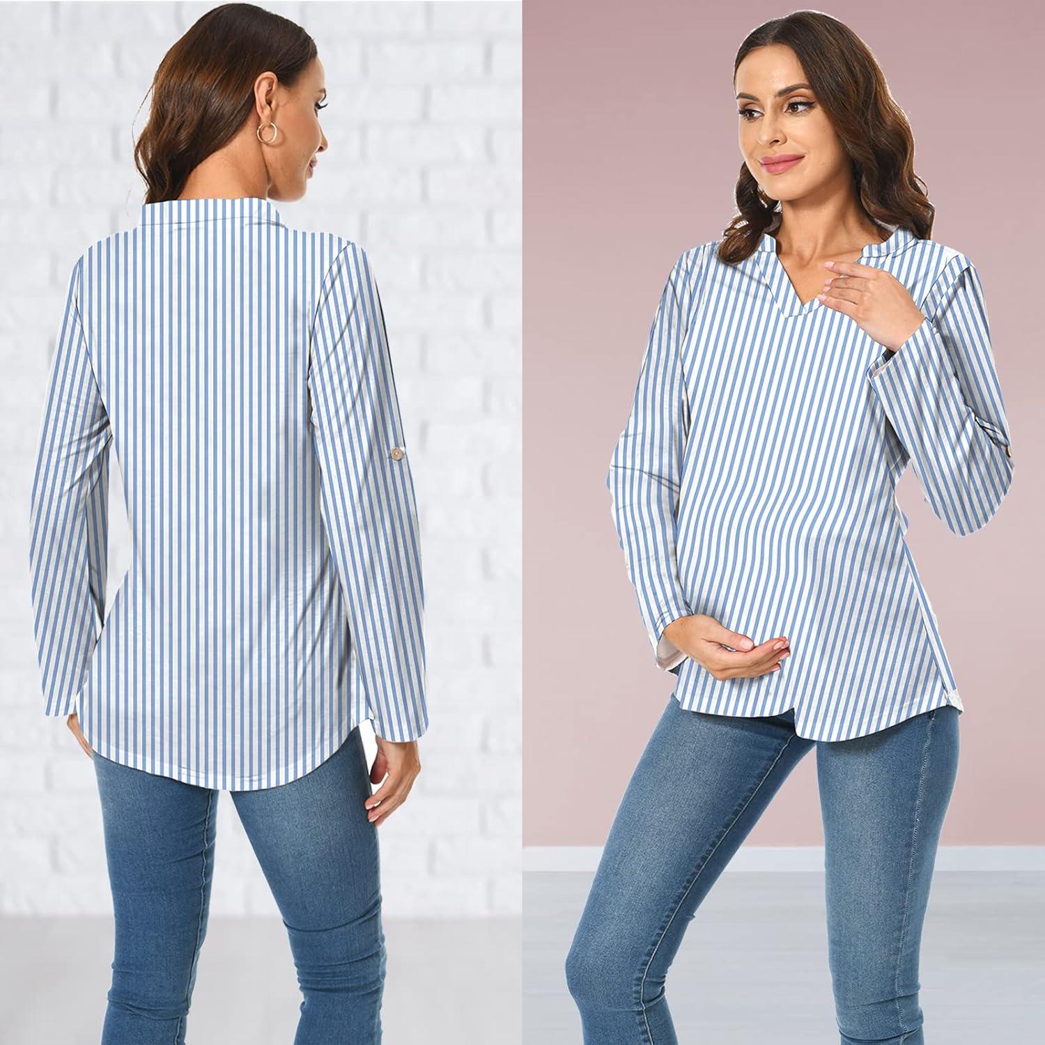 Camiseta de Lactancia Manga Larga Mujer H9916 Azul