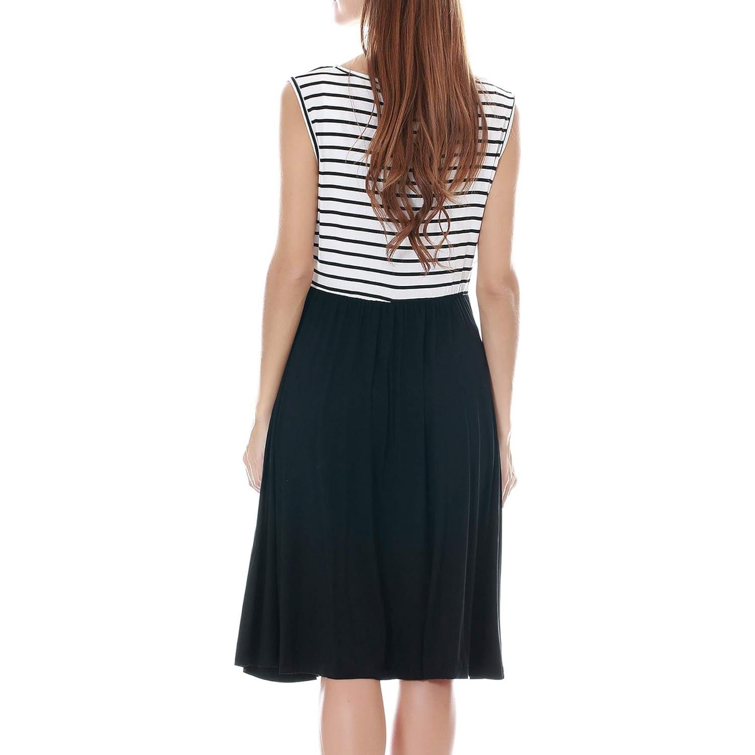 Vestido de Lactancia Sin Mangas Smallshow Talla Grande Rayas