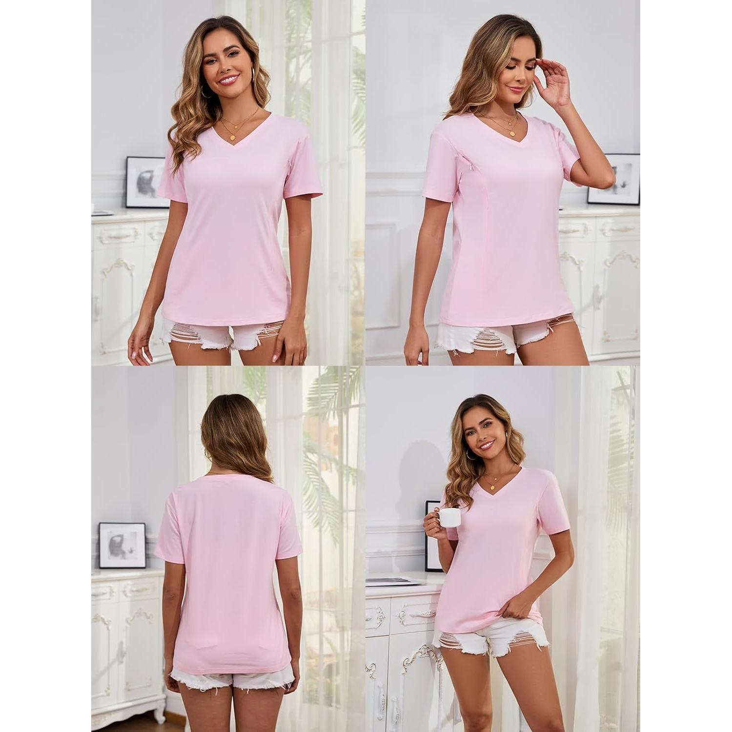 Camisas de Lactancia Ecavus Paquete de 3 con Cremallera Oculta