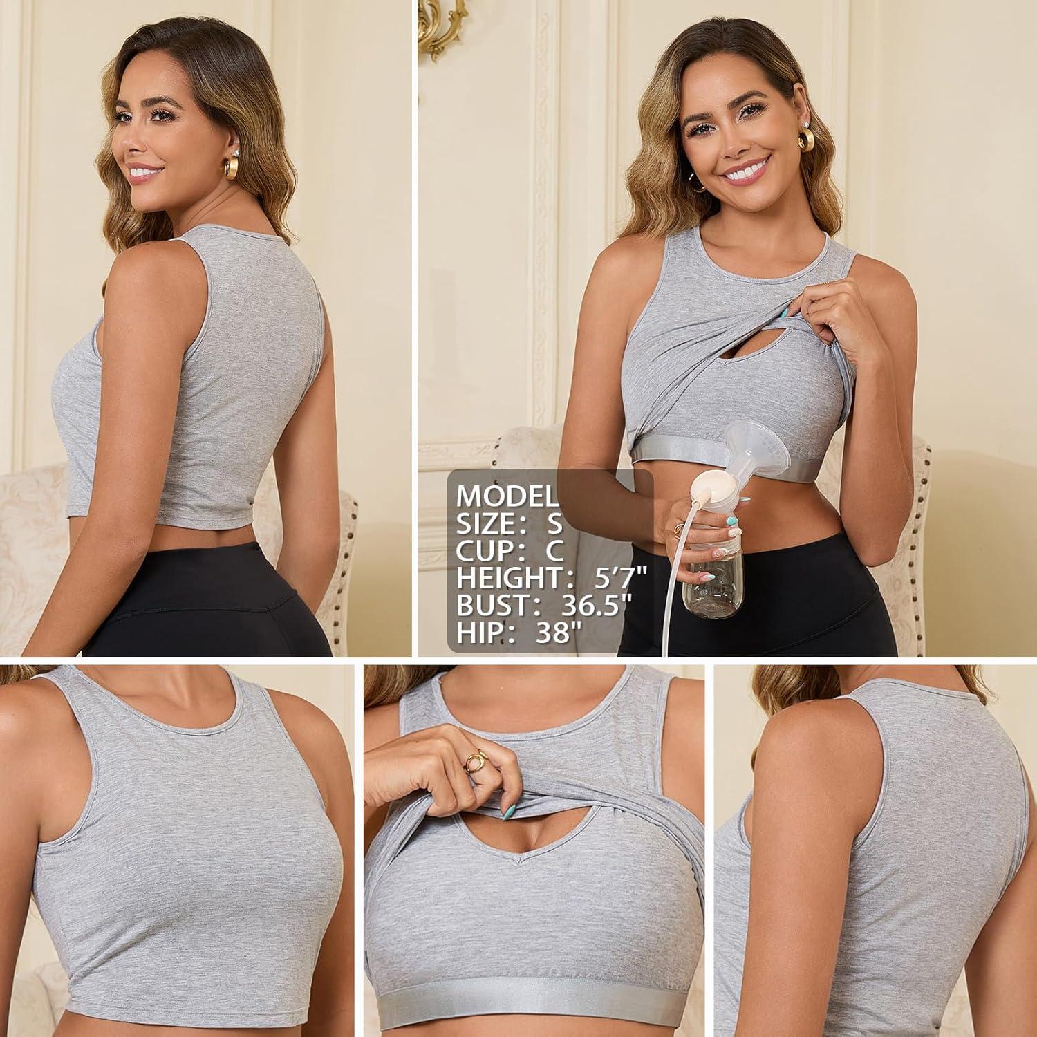 Sujetador de Lactancia Bhome para Mujeres - Top de Tanque Gris Grande