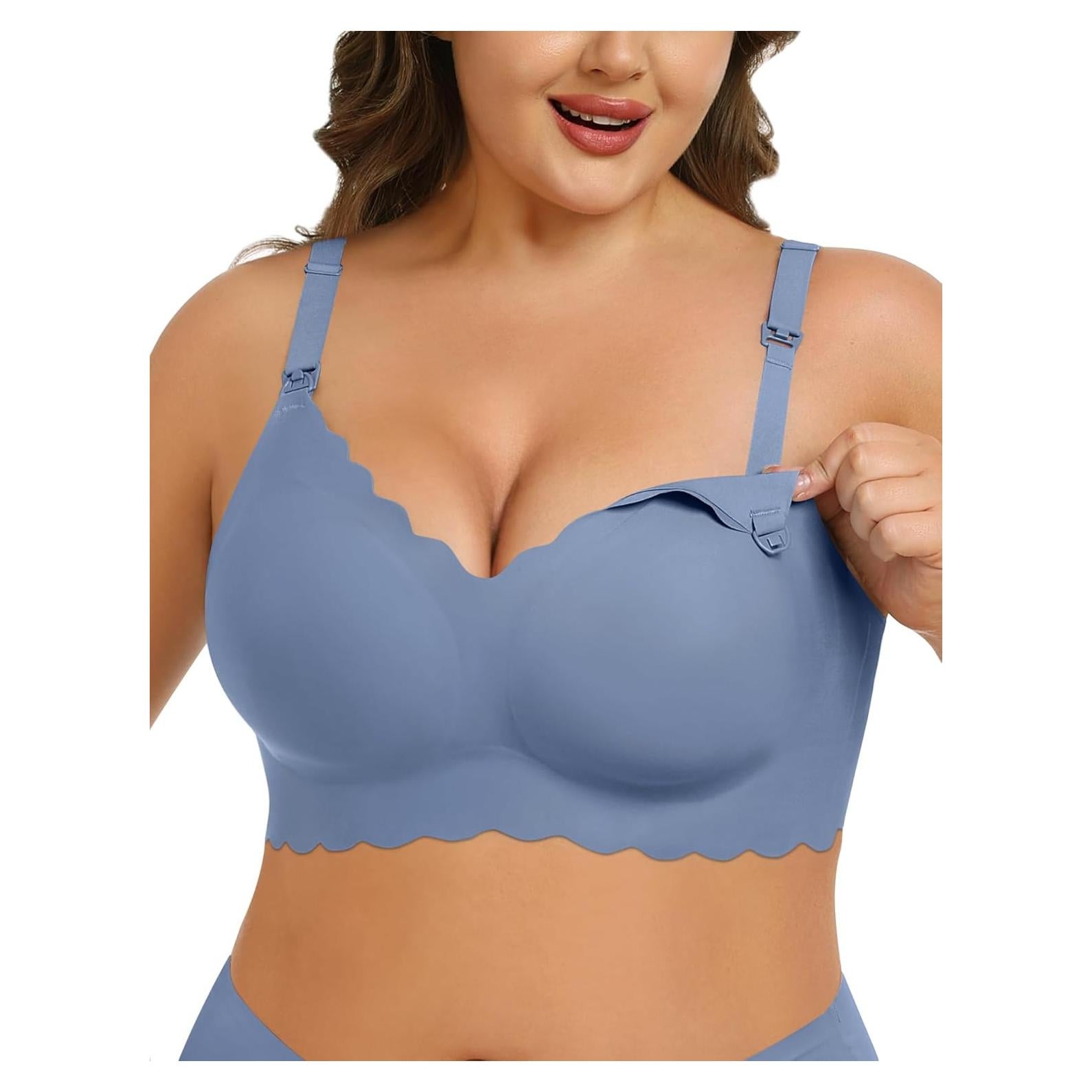 Sujetador de Lactancia SWOMOG Sin Costuras Azul Mediano