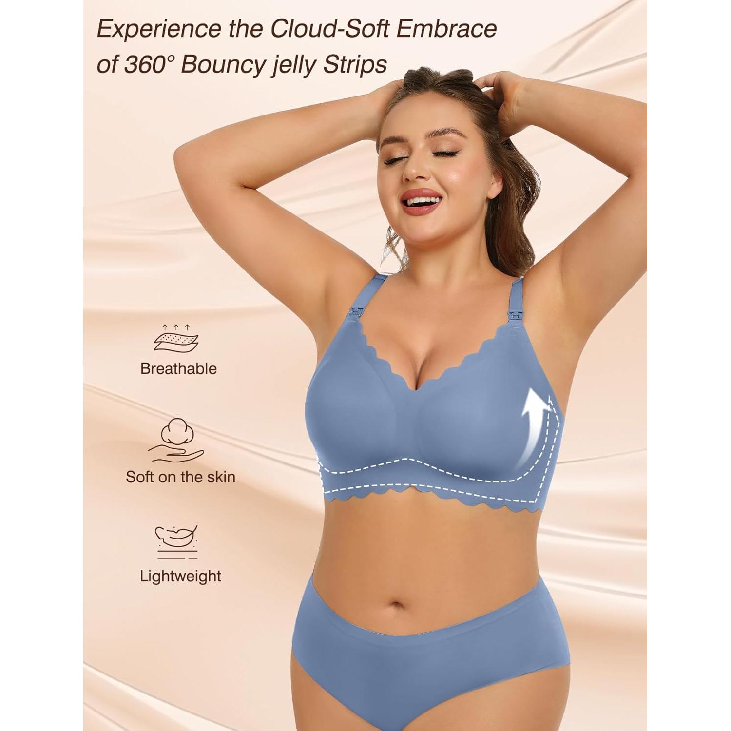 Sujetador de Lactancia SWOMOG Sin Costuras Azul Mediano