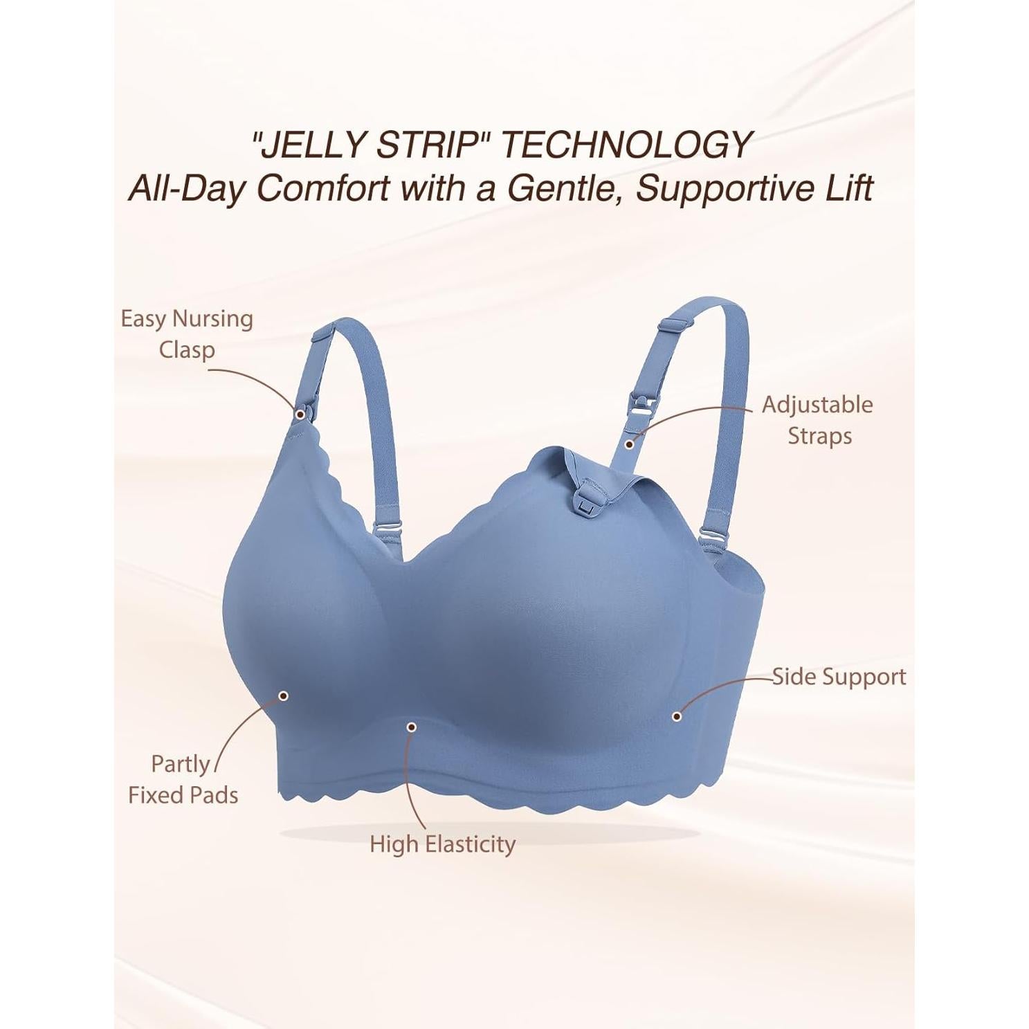 Sujetador de Lactancia SWOMOG Sin Costuras Azul Mediano